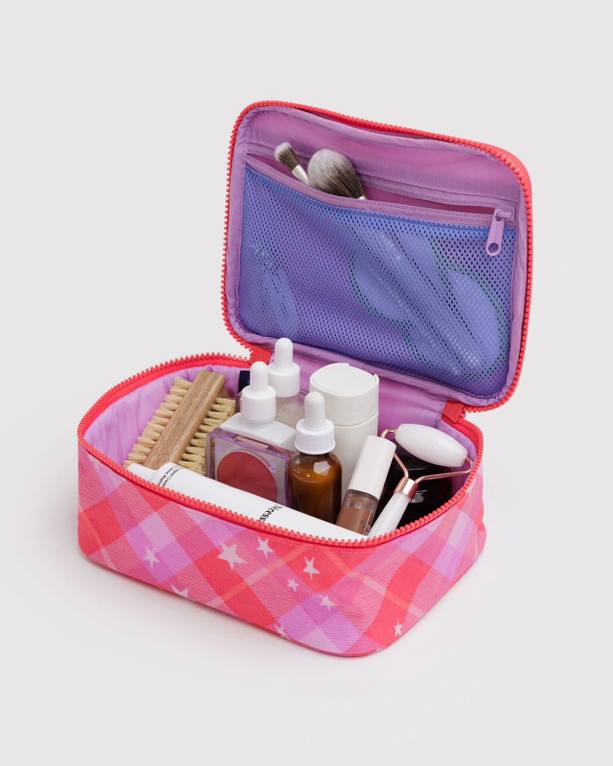 Small Cosmetic Case - Star Plaid