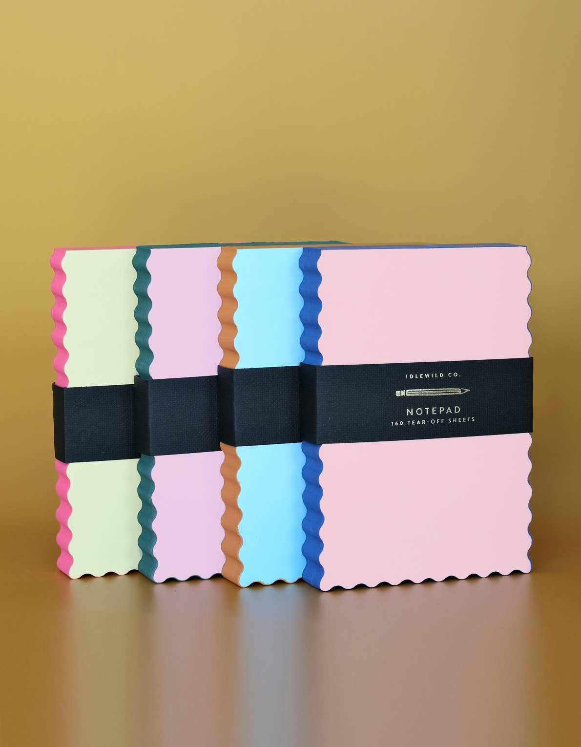 Mini Wave Shaped Notepad | Citron + Hot Coral Edge