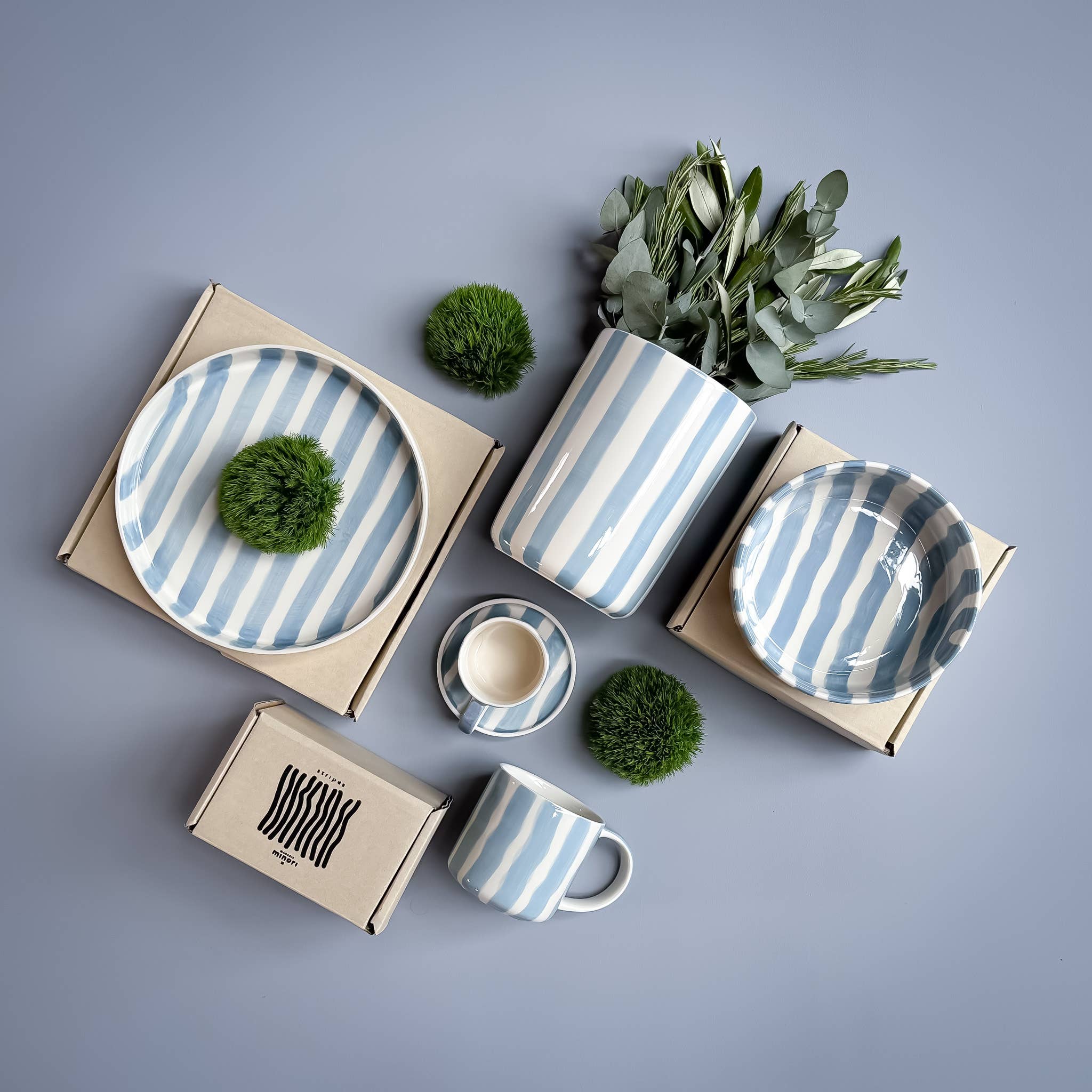 Espresso Stripes Cups- morning azzurro (set of 2 - 4 pieces)