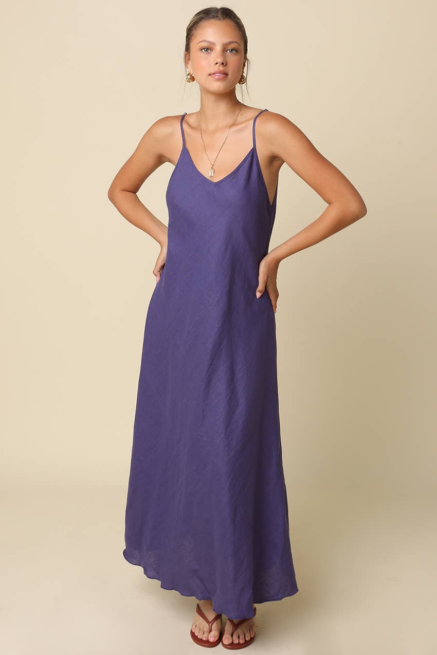 Cody Linen Slip Maxi Dress - Navy