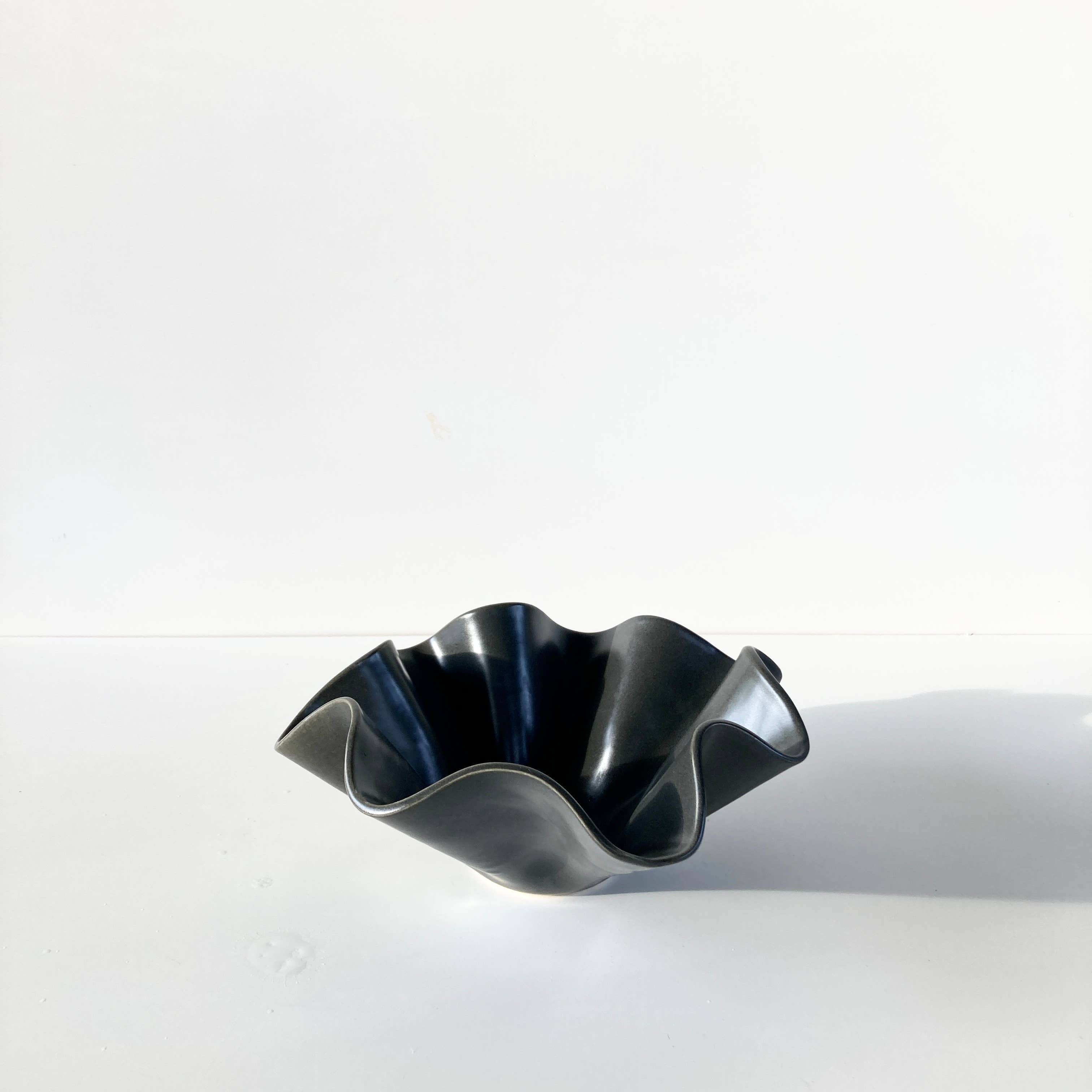 Satin Charcoal Handkerchief Trinket Bowl 