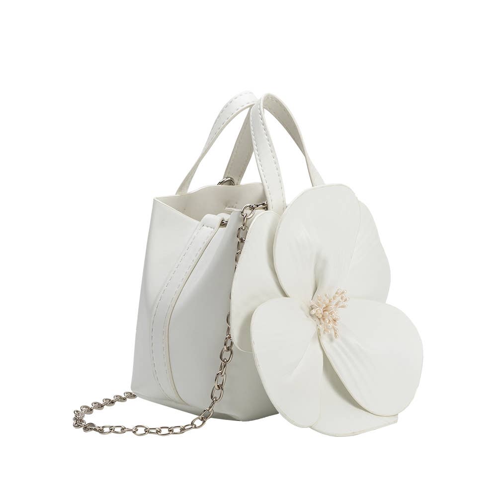 Monroe Ivory Flower Vegan Top Handle Bag