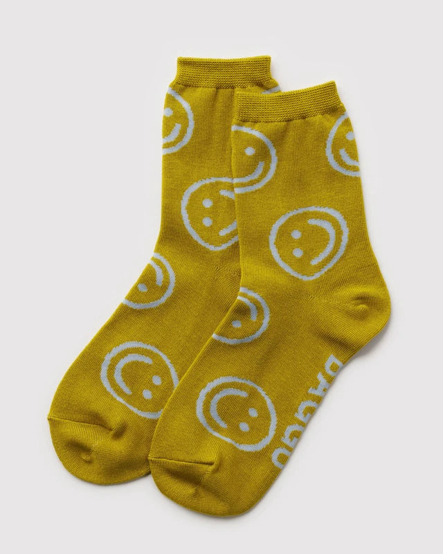 Crew Socks - Ochre Happy