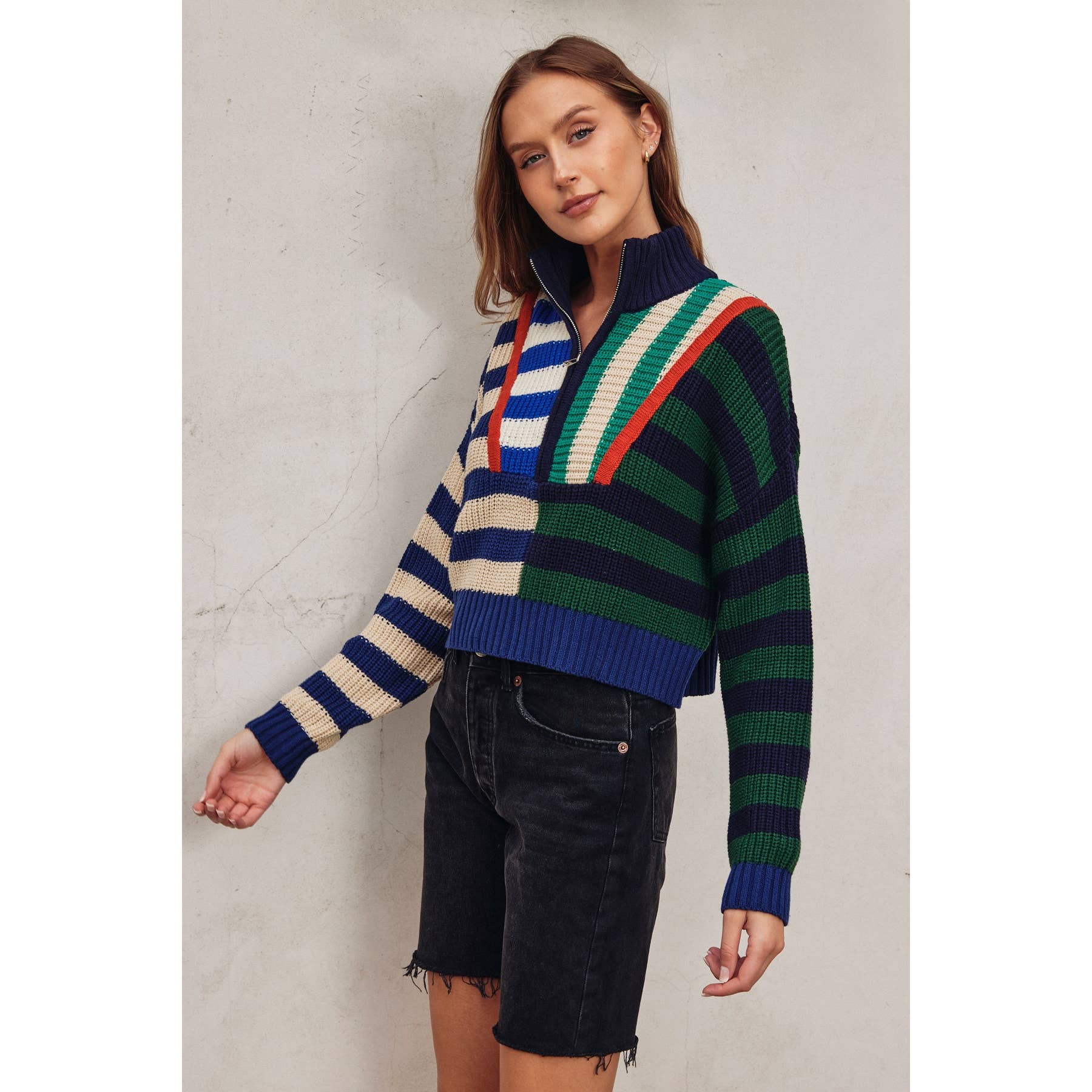Colorburst Half Zip Collared Sweater