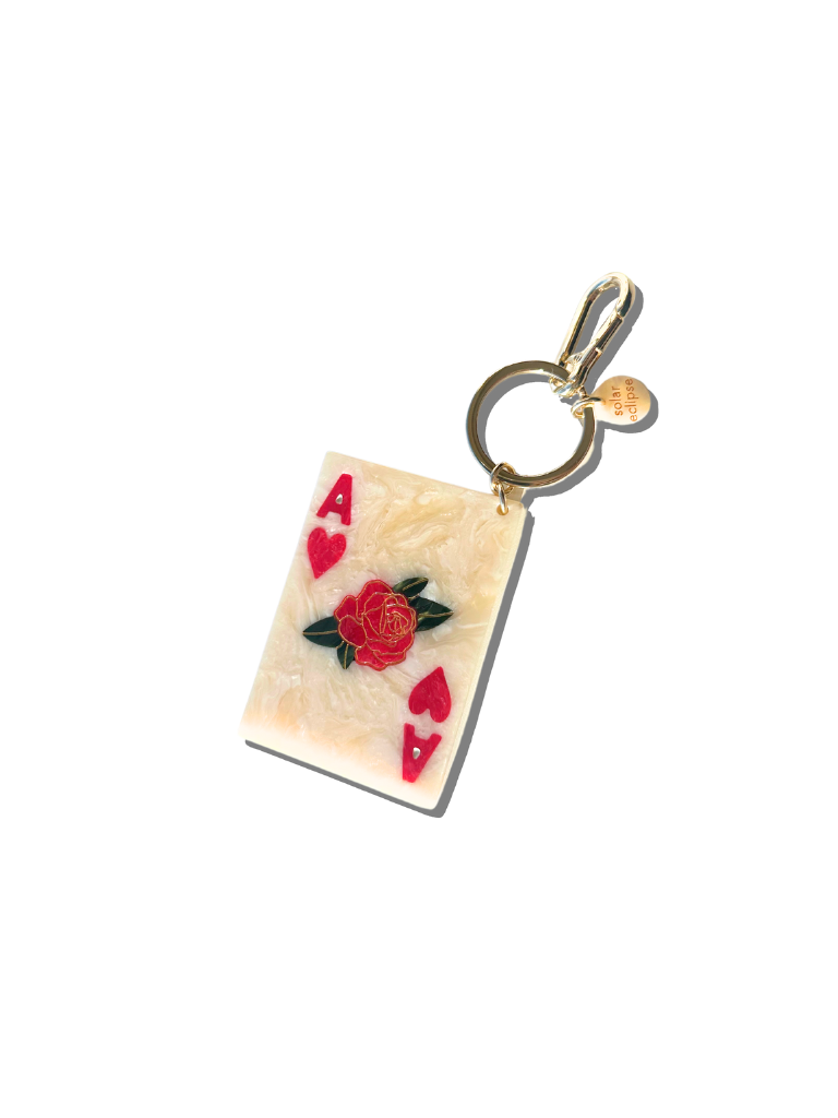 Hand-Painted Ace of Hearts Bag Charm + Keychain
