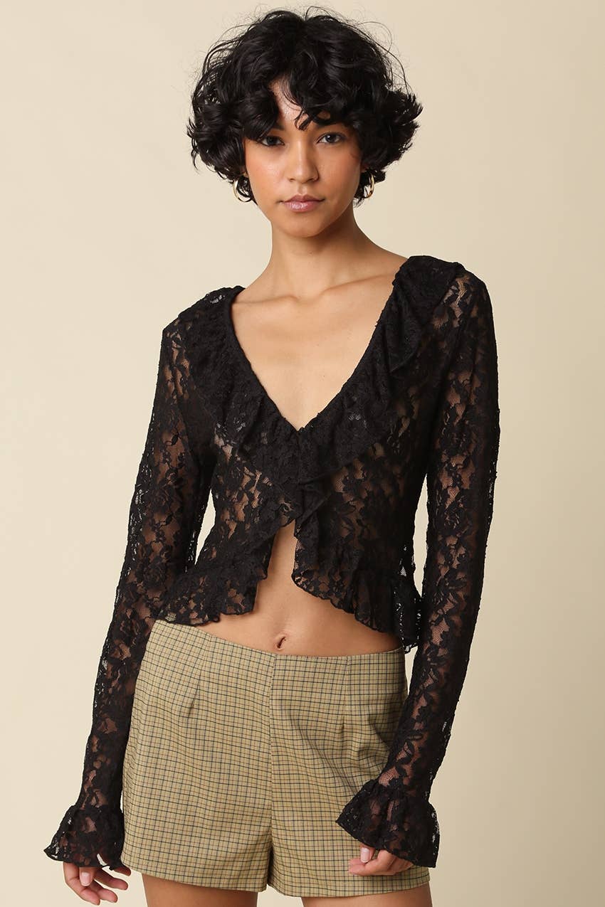 Melany Lace Ruffle Top
