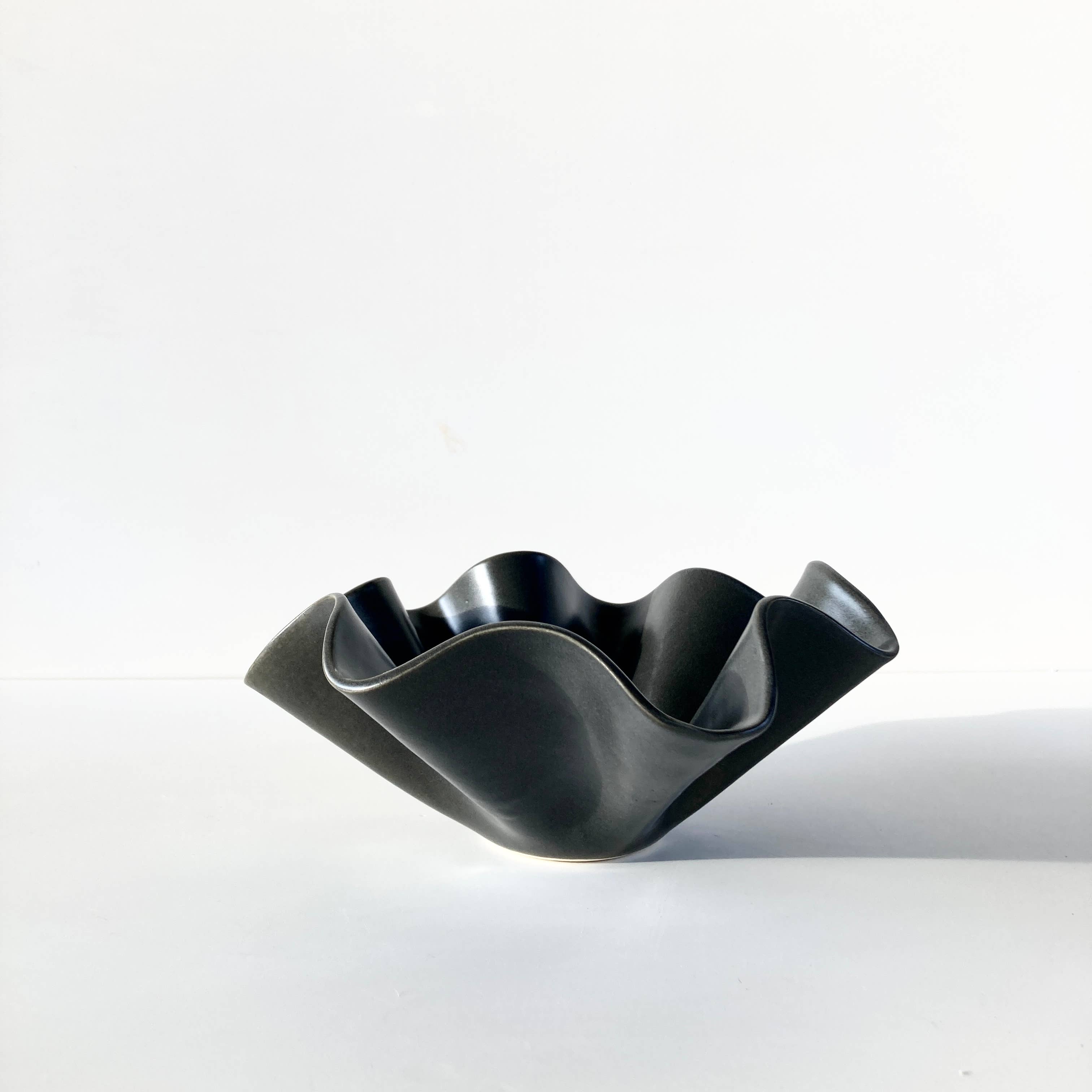 Satin Charcoal Handkerchief Trinket Bowl 