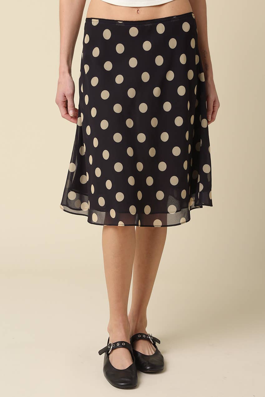 Leia Polka Dot Mesh Midi Skirt