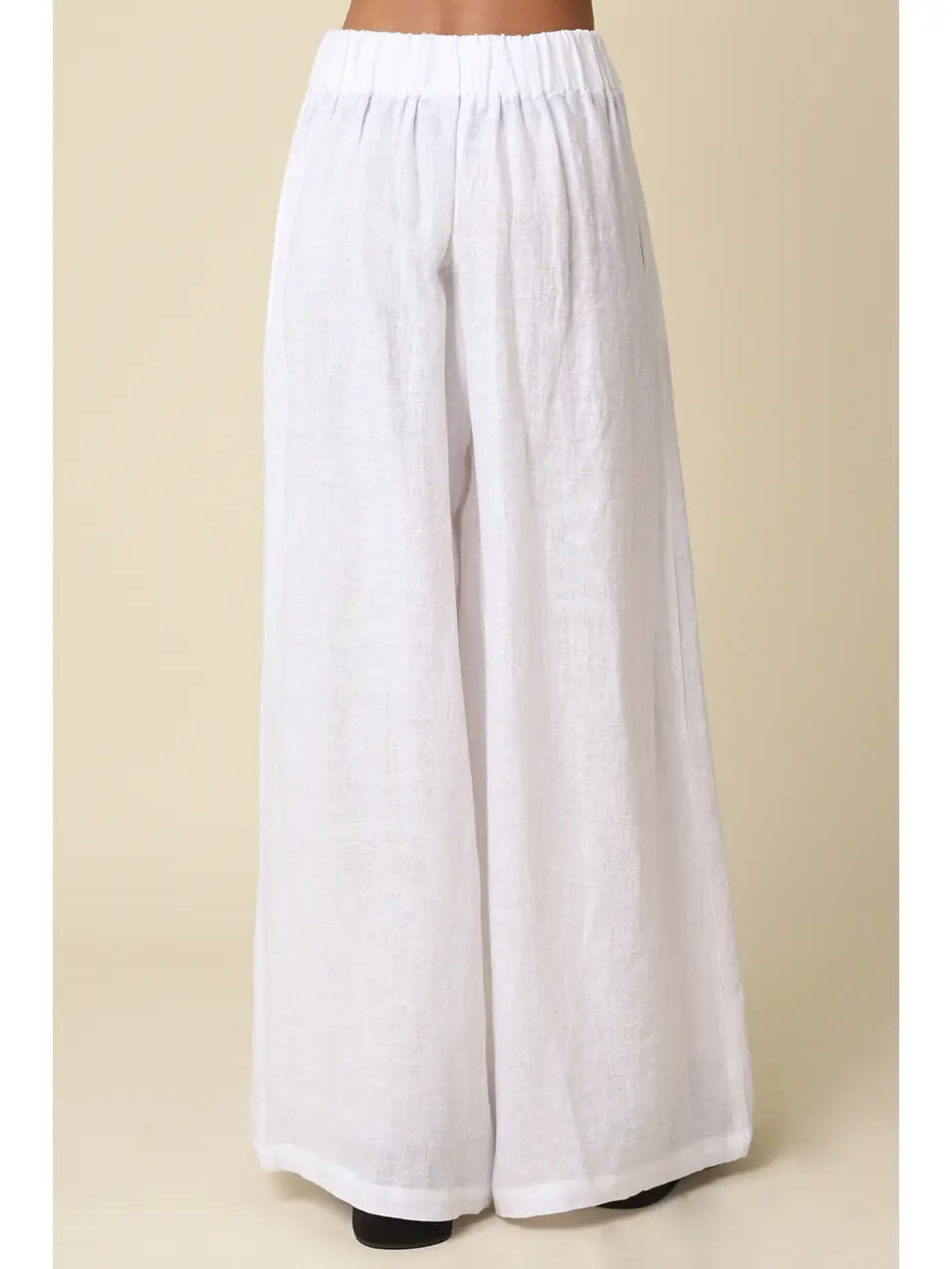 Jerri Linen Wide-Leg Pants - White