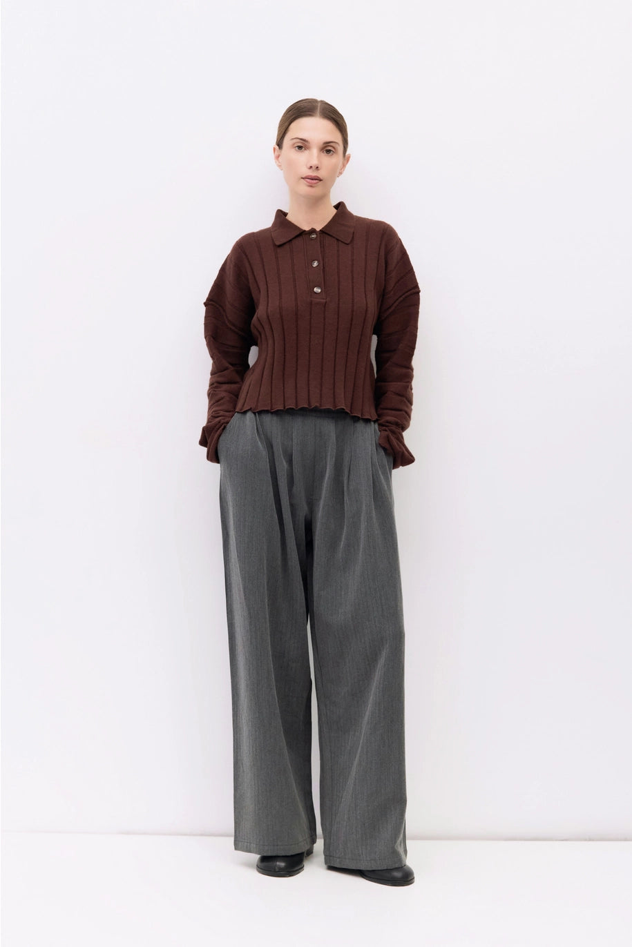 Karina Ribbed Polo Sweater