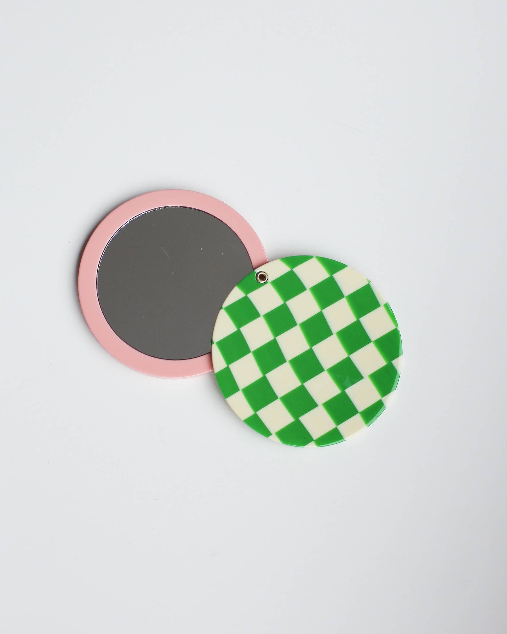 Green Checkered Swivel Pocket Mirror