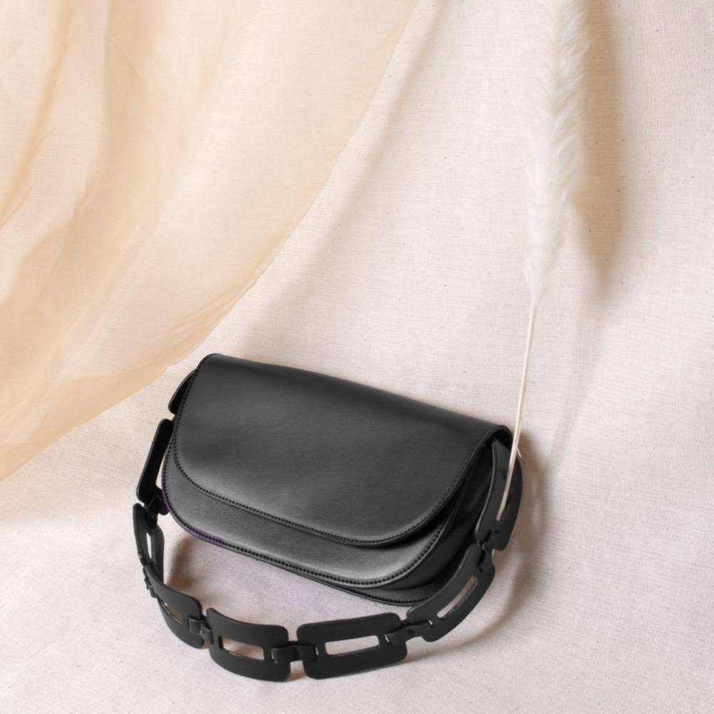 Inez Black Recycled Vegan Shoulder Bag