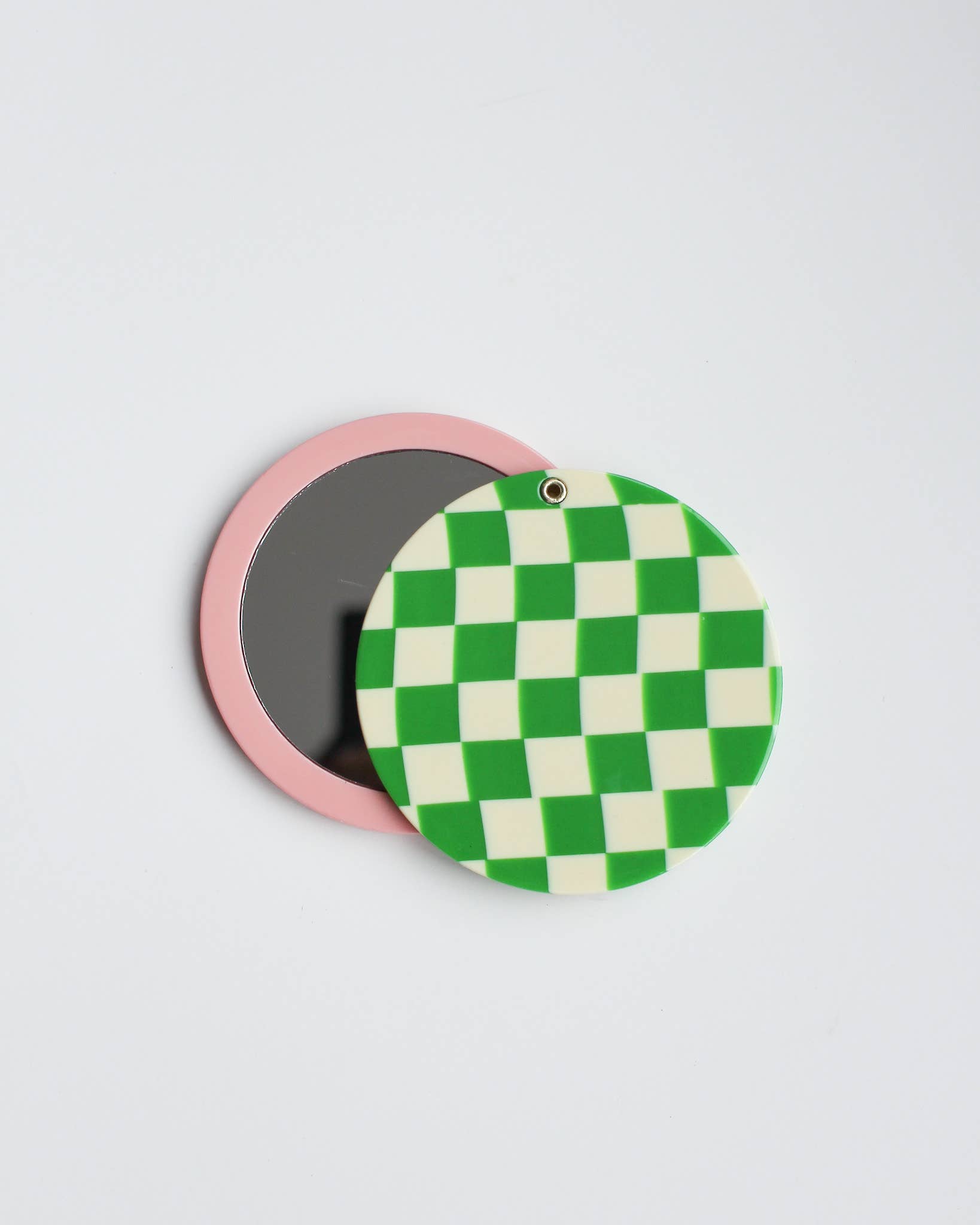 Green Checkered Swivel Pocket Mirror