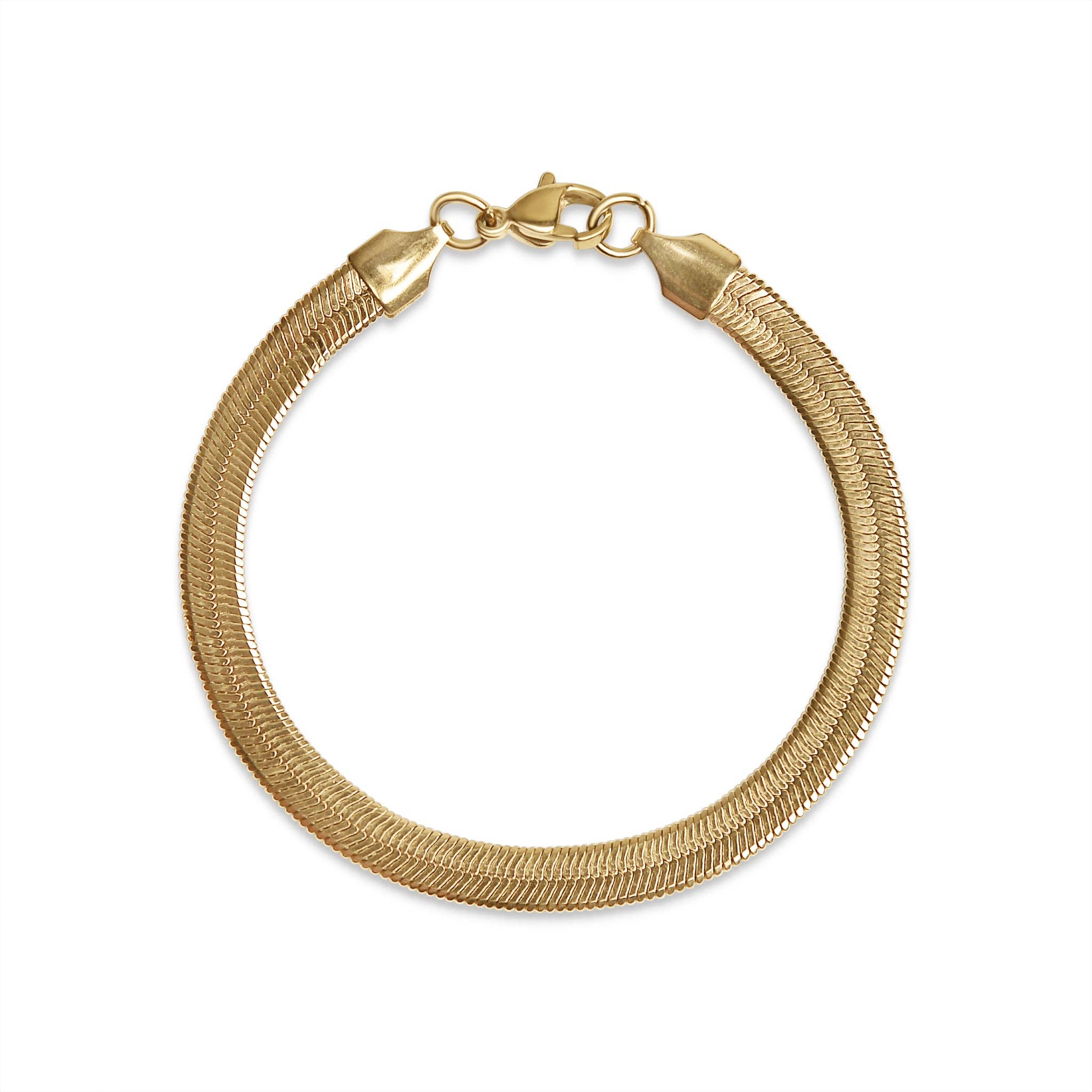 18K Gold Herringbone Chain Bracelet
