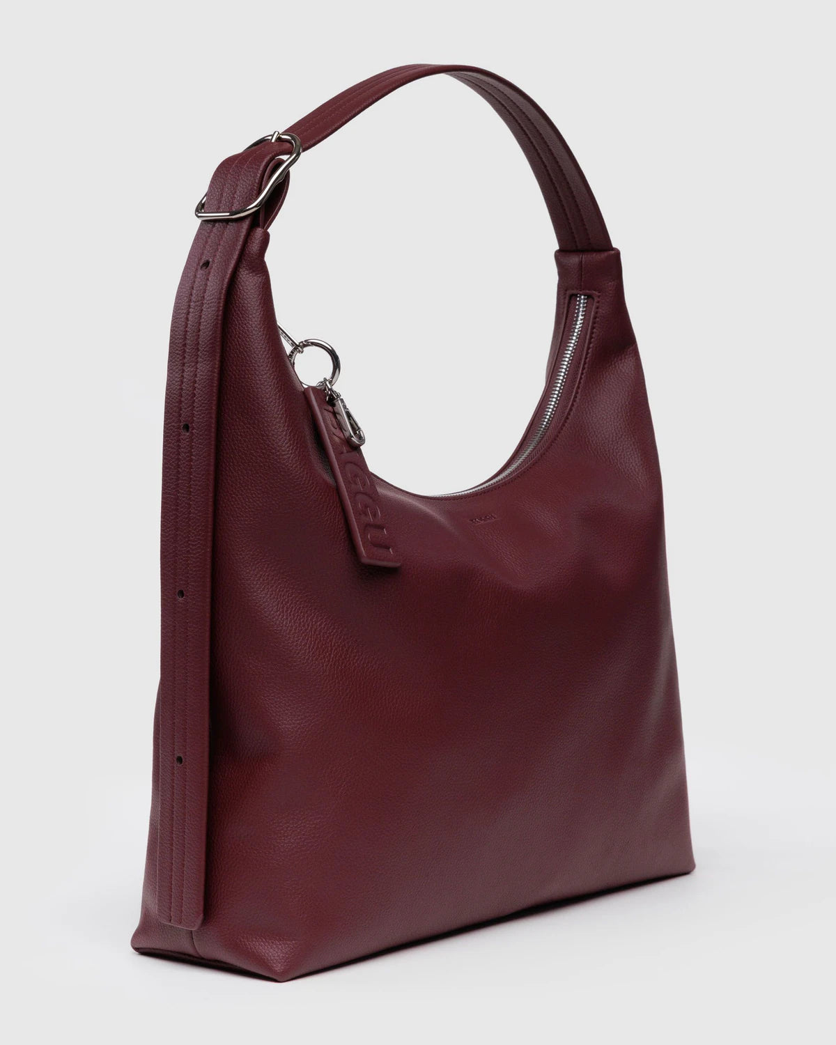 Recycled Leather Shoulder Bag - Mahogany