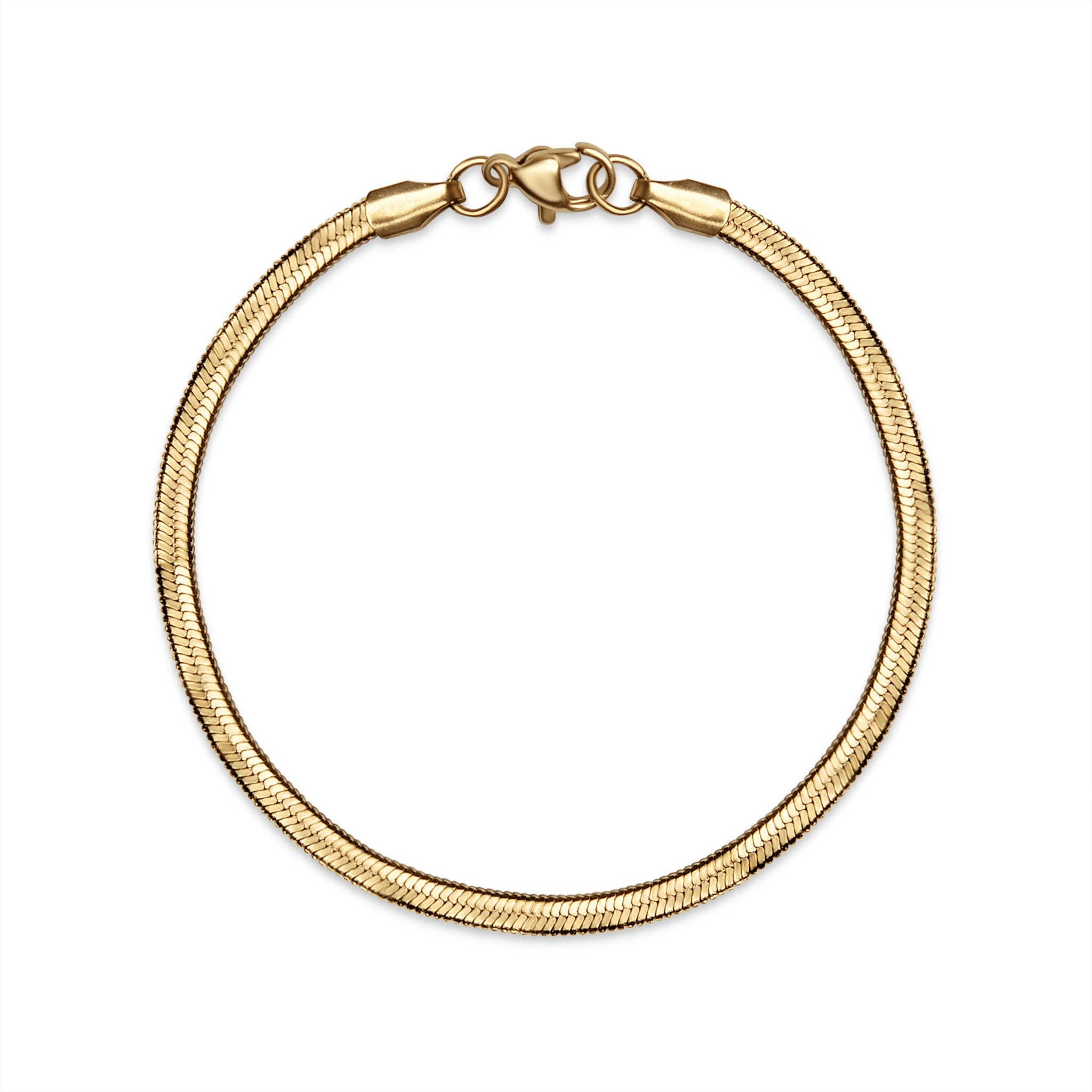 18K Gold Herringbone Chain Bracelet