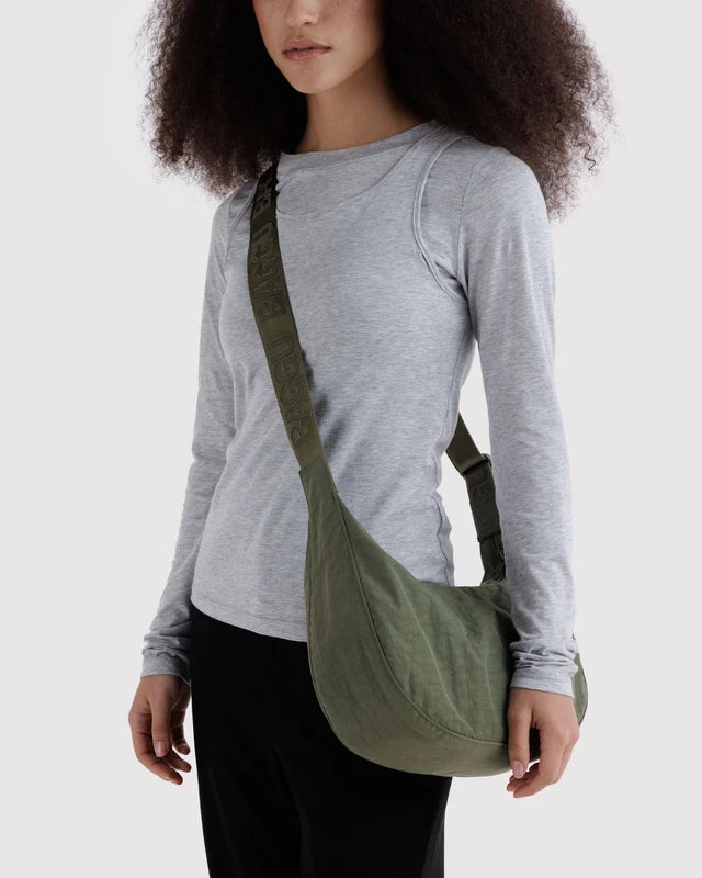 Medium Nylon Crescent Bag -  Caper