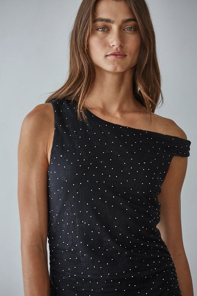 Spandex Beaded Sleeveless Mini Dress