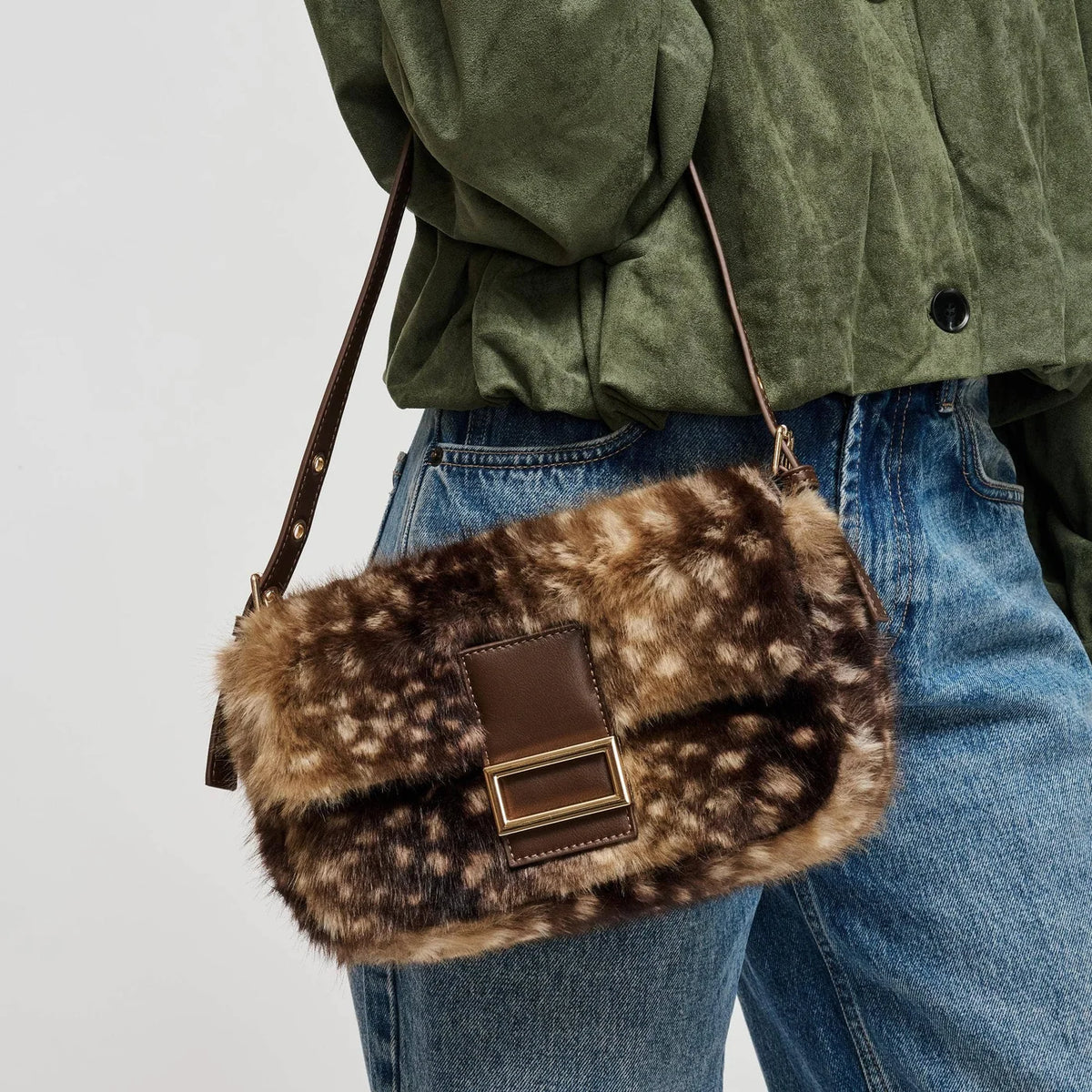Beverly - Fawn Faux Fur Shoulder Bag