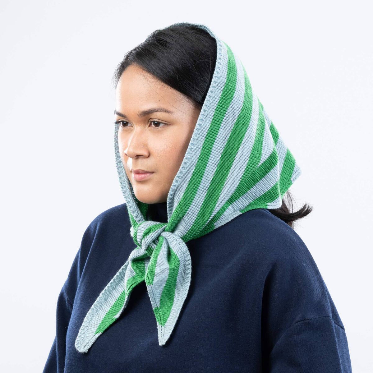 Simple Stripe Triangle Scarf: Kelly Stone Blue