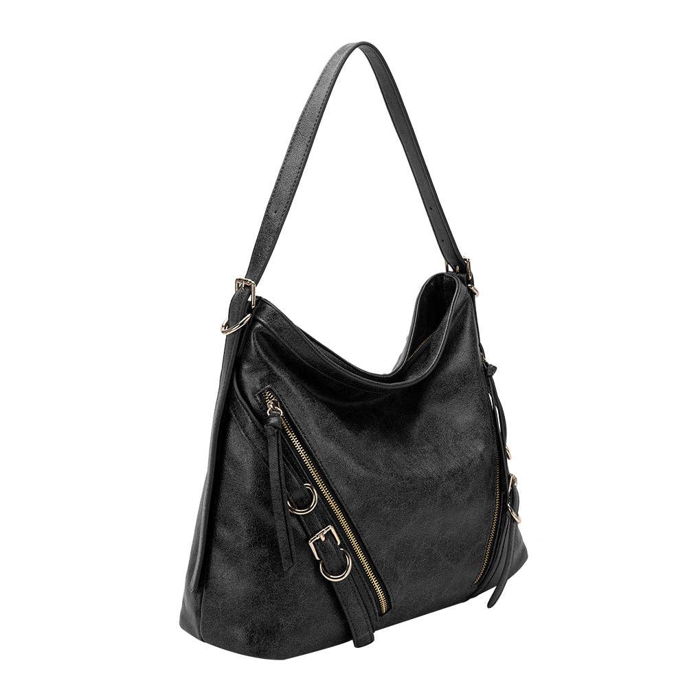 Sloane Black Recycled Vegan Shoulder Bag