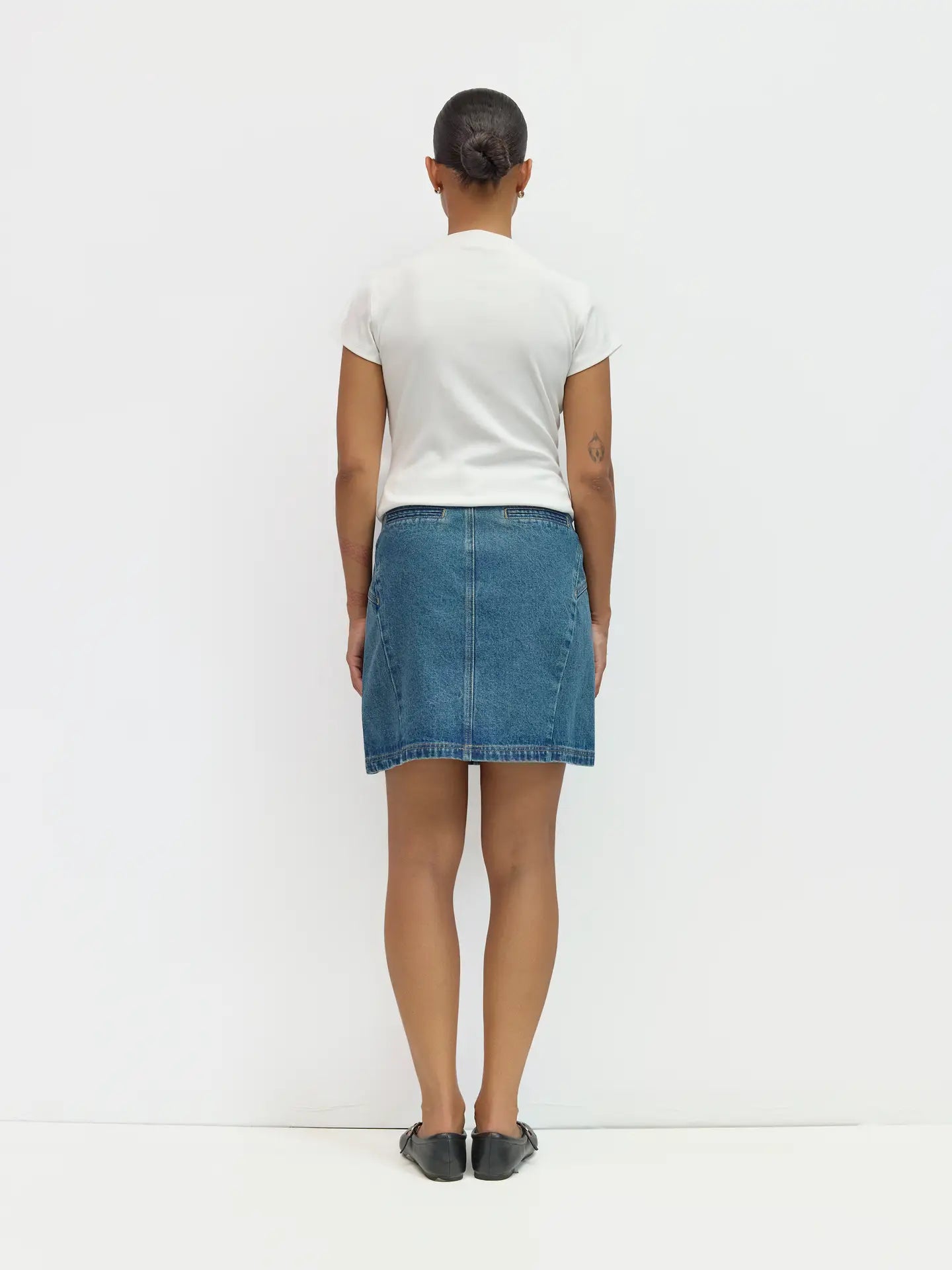Jeri Ribbed High Neck Tee - White