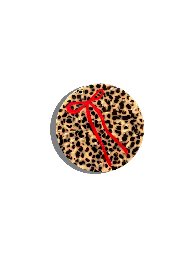 Hand-painted Leopard Bow Compact Mirror