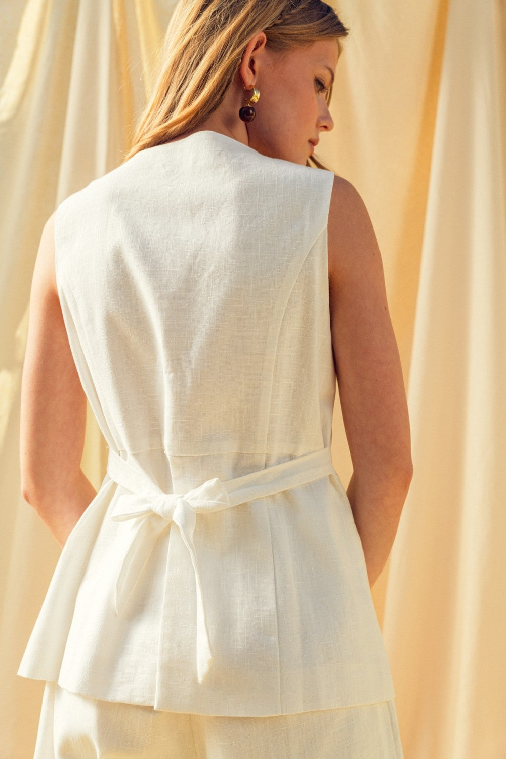 Button Front Linen Vest