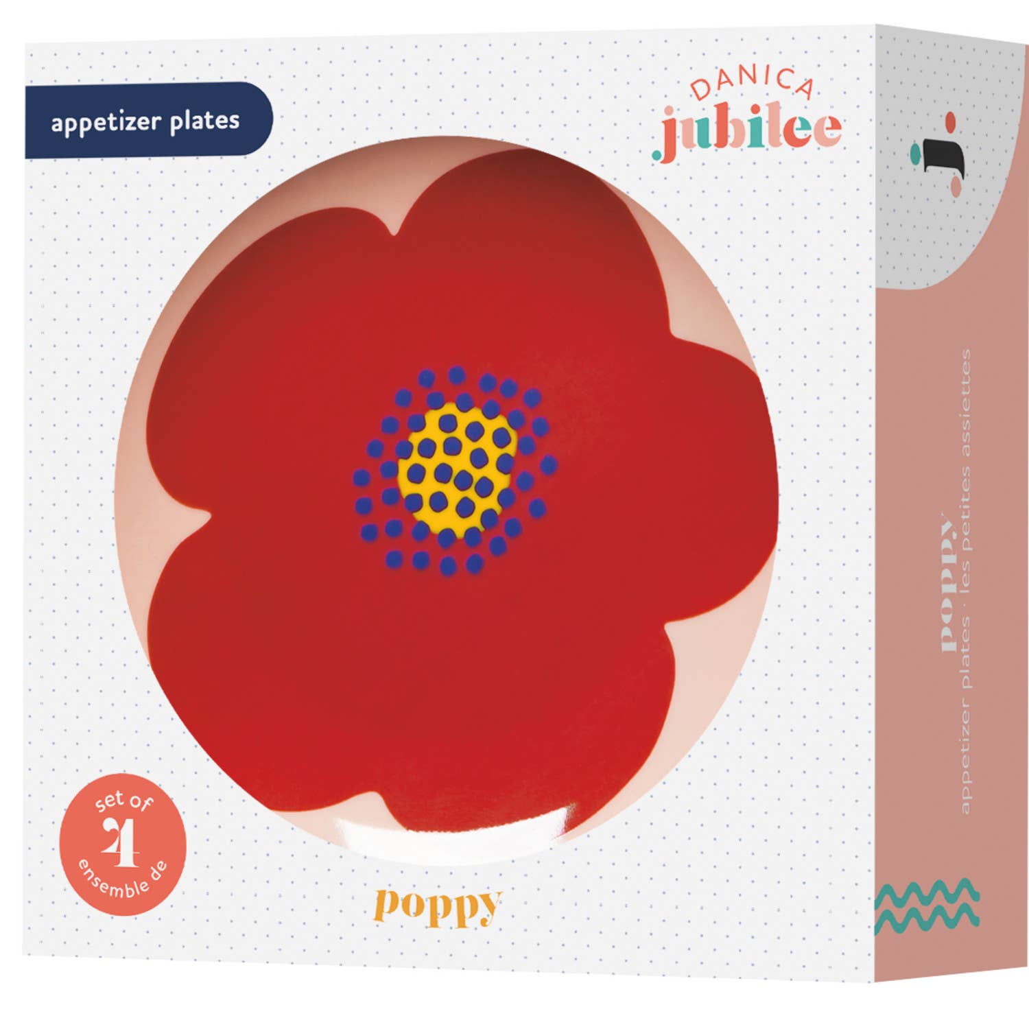 Poppy Appetizer Plates Set of 4 Assorted