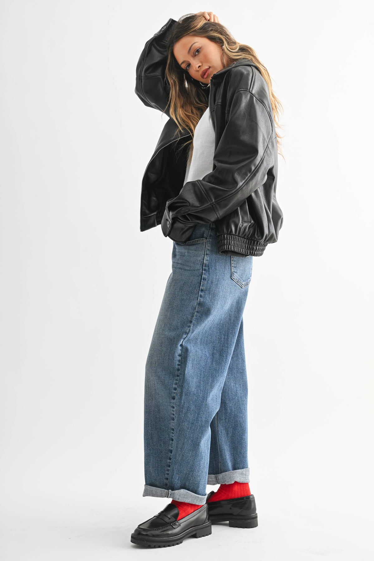 Cuffed Barrel Jean - Med Wash