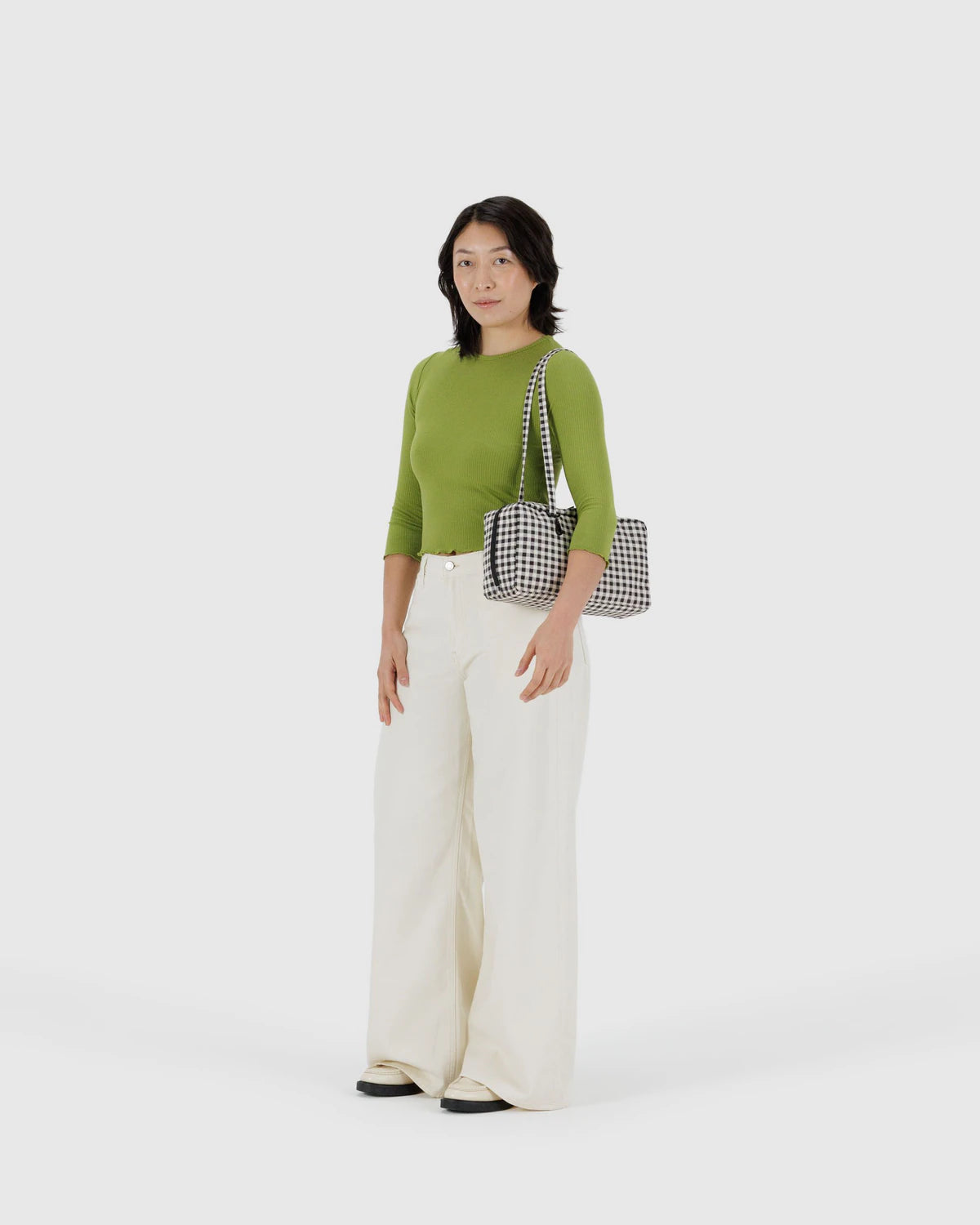Nylon Bowler Bag - Black & White Gingham