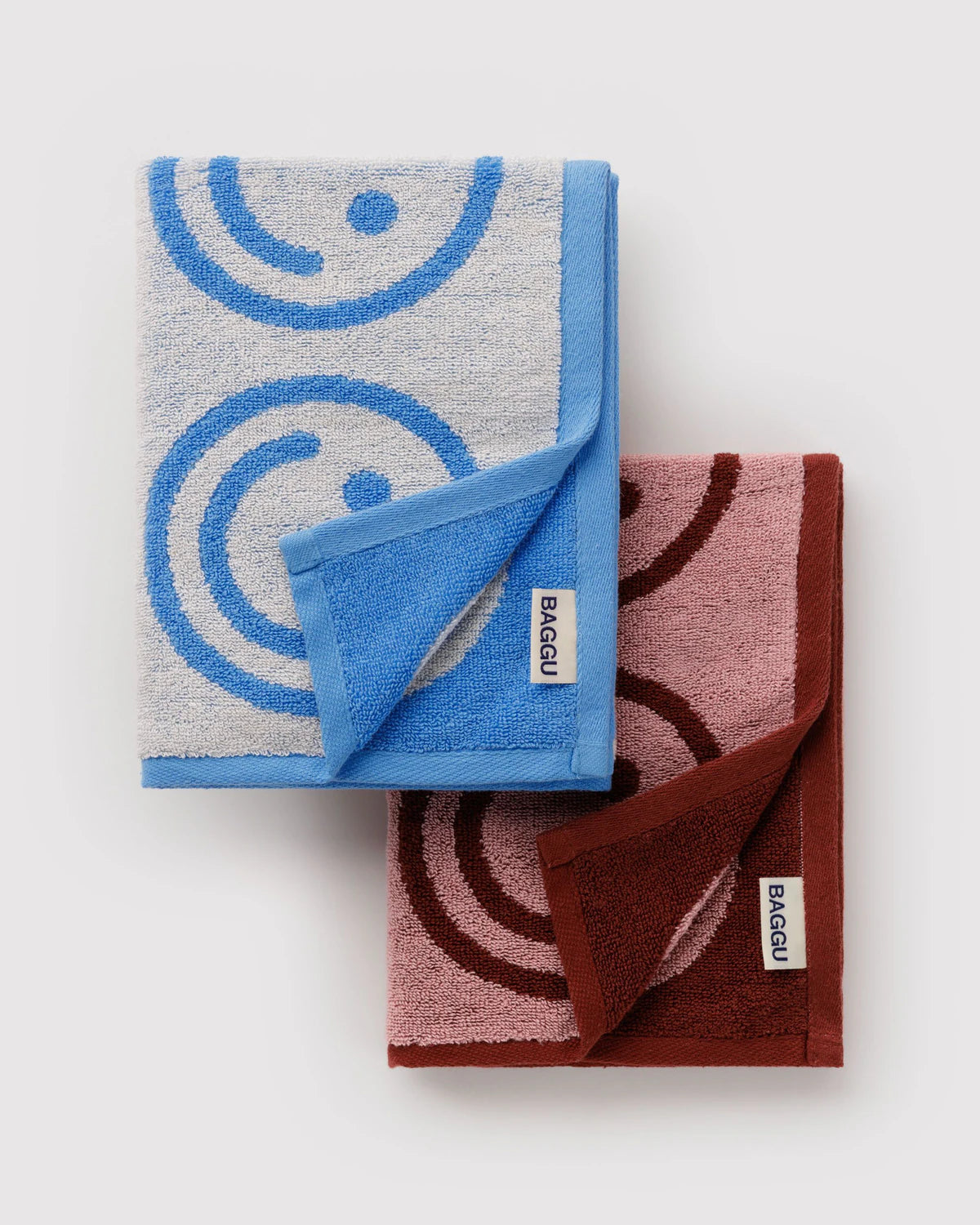 Hand Towel Set - Sky Blue and Blush Happy