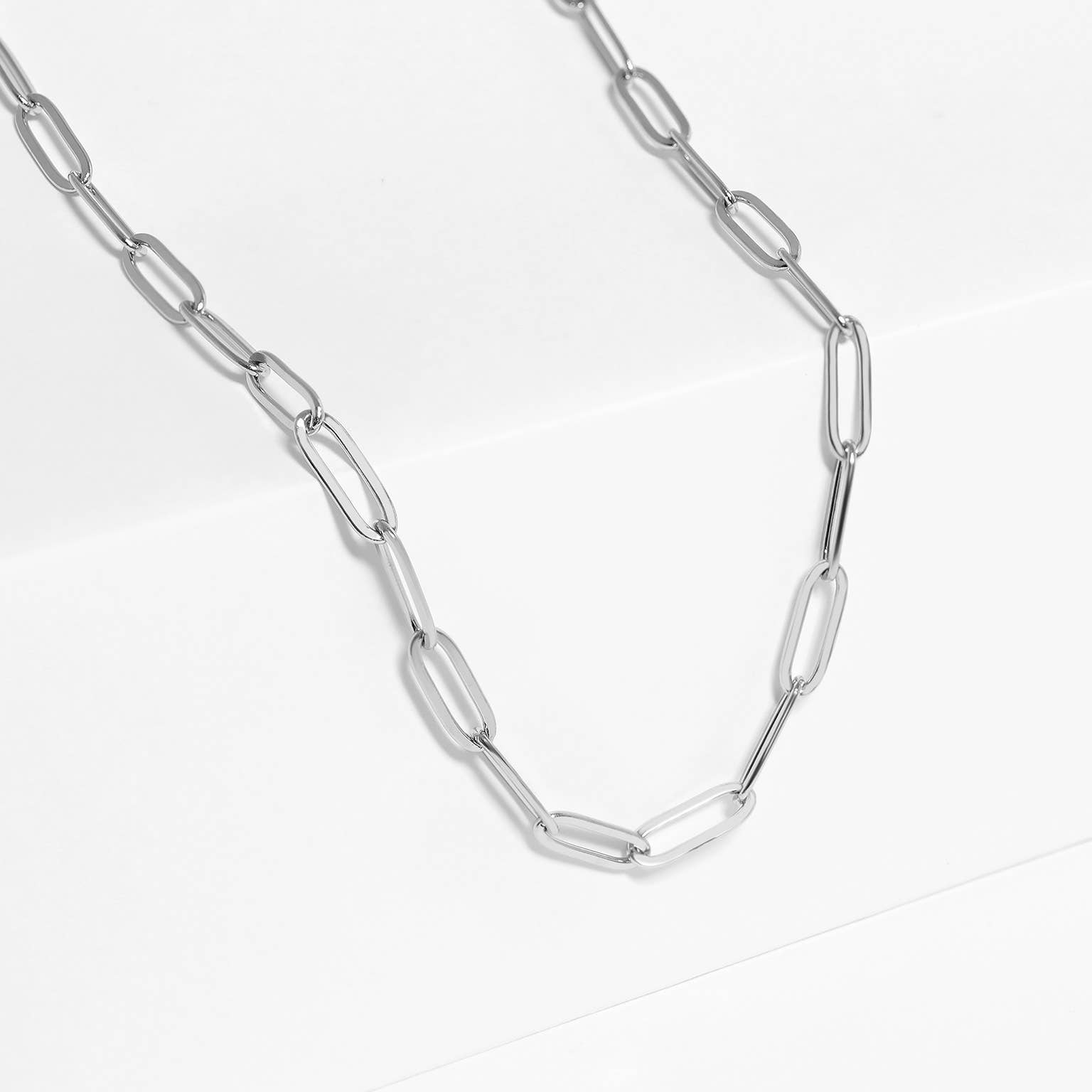 Stainless Steel Large Paperclip Chain Necklace