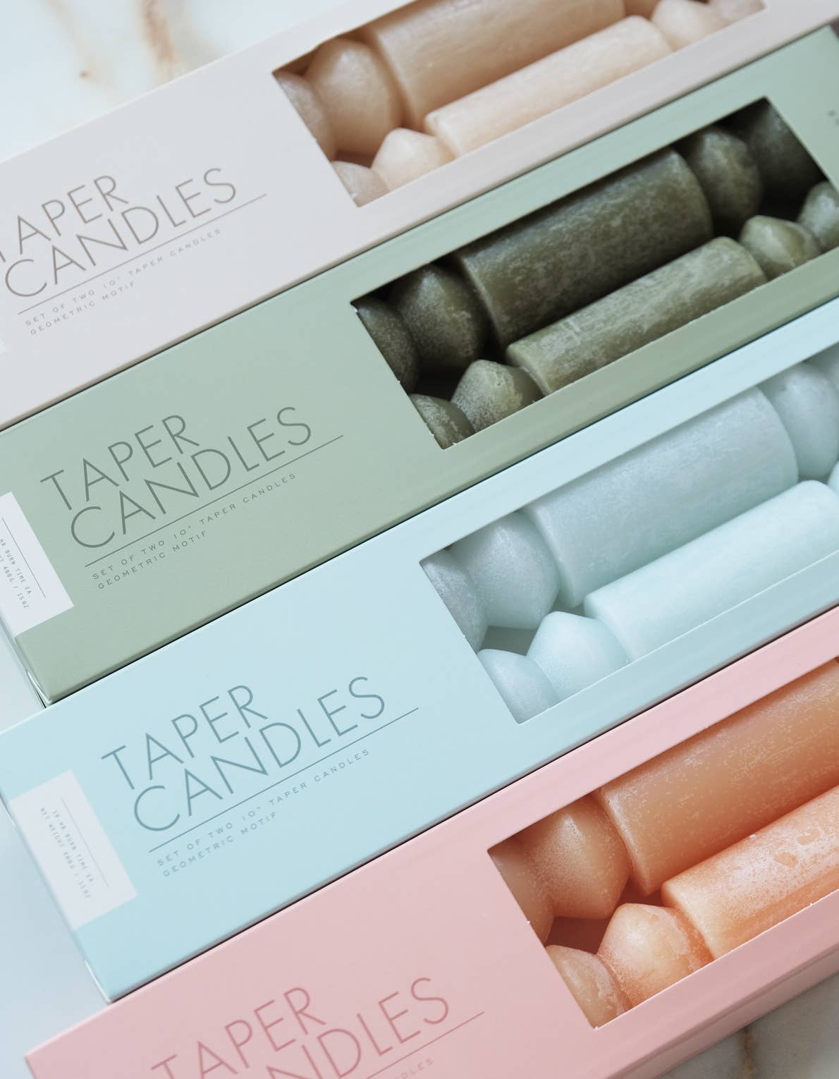 Geometric Taper Candles | Ice Blue