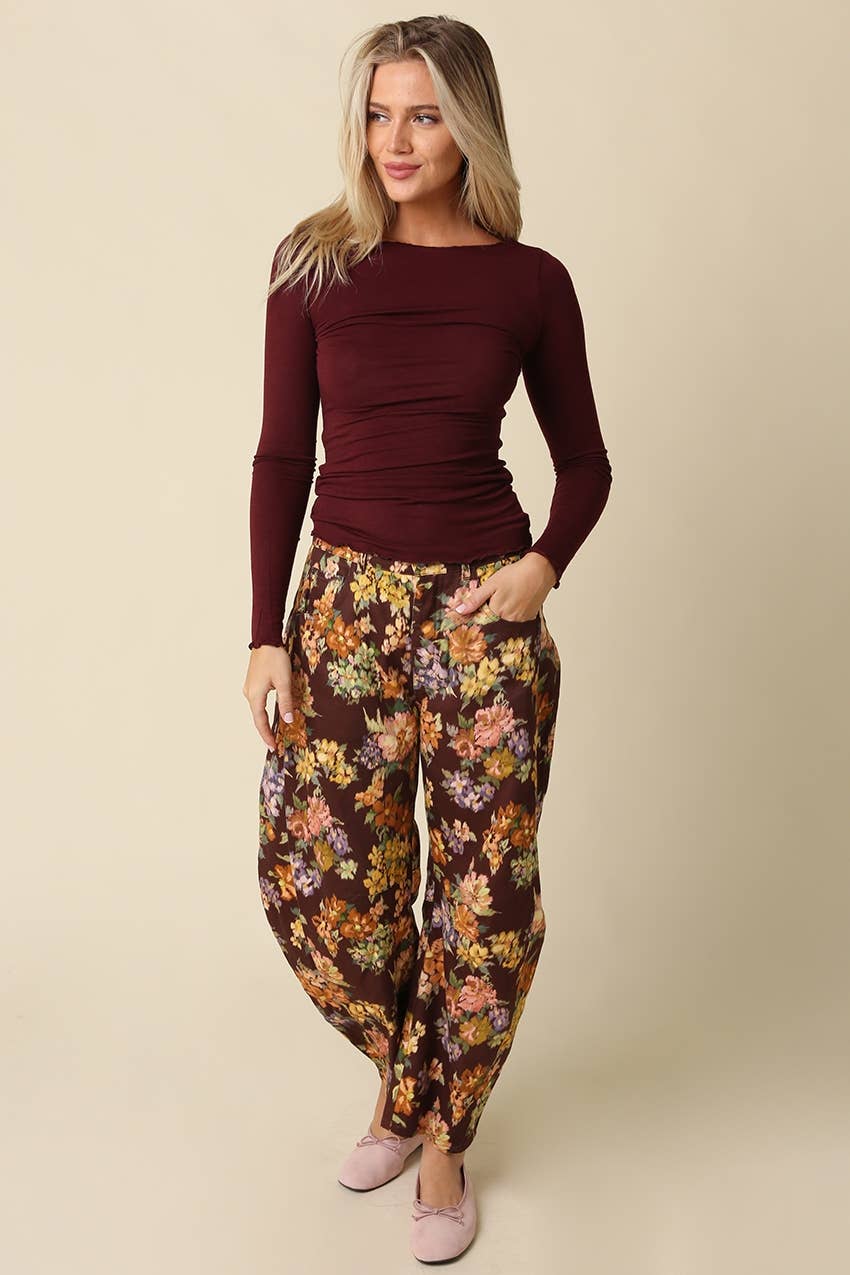 Gwen Long Sleeve Top - Burgundy