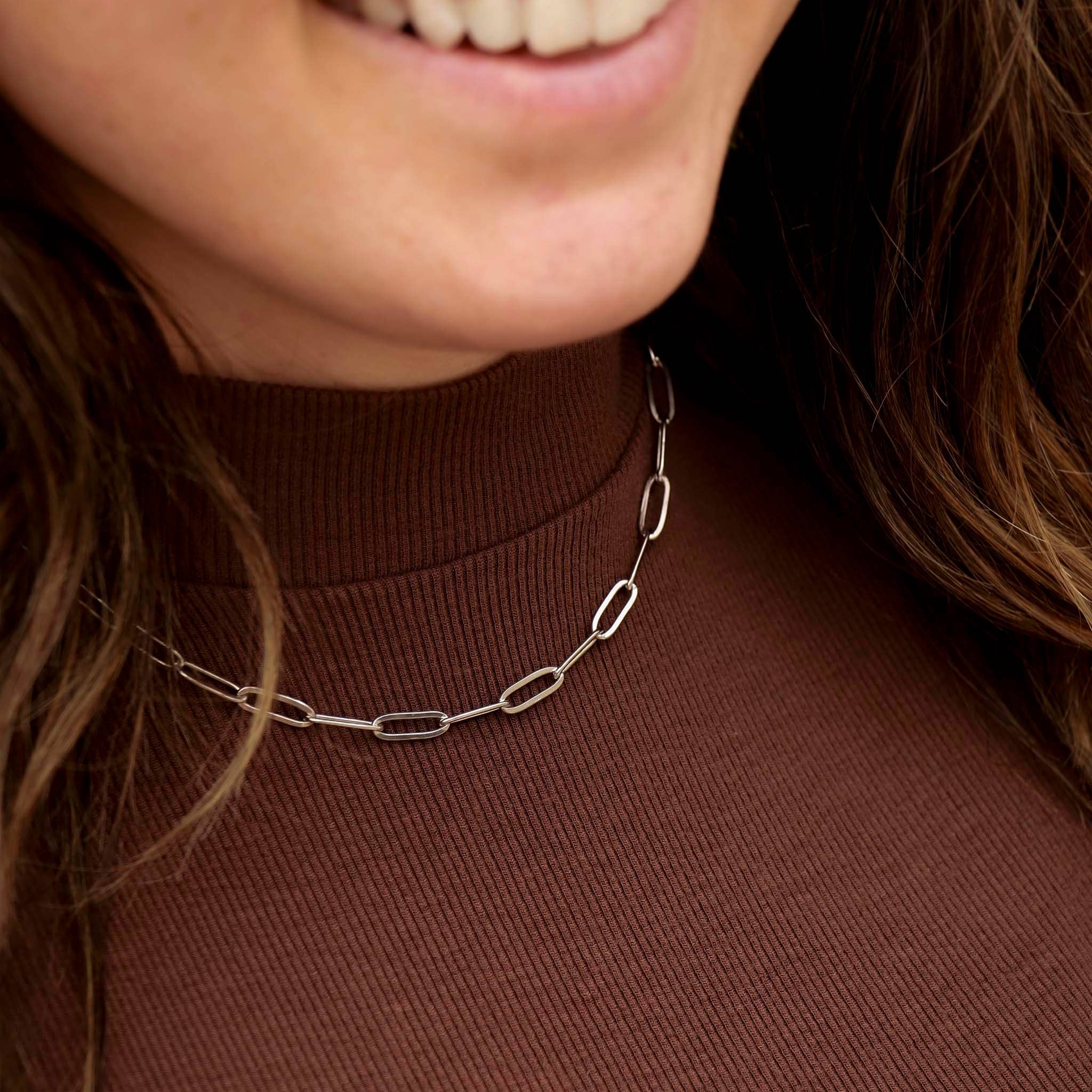Stainless Steel Large Paperclip Chain Necklace