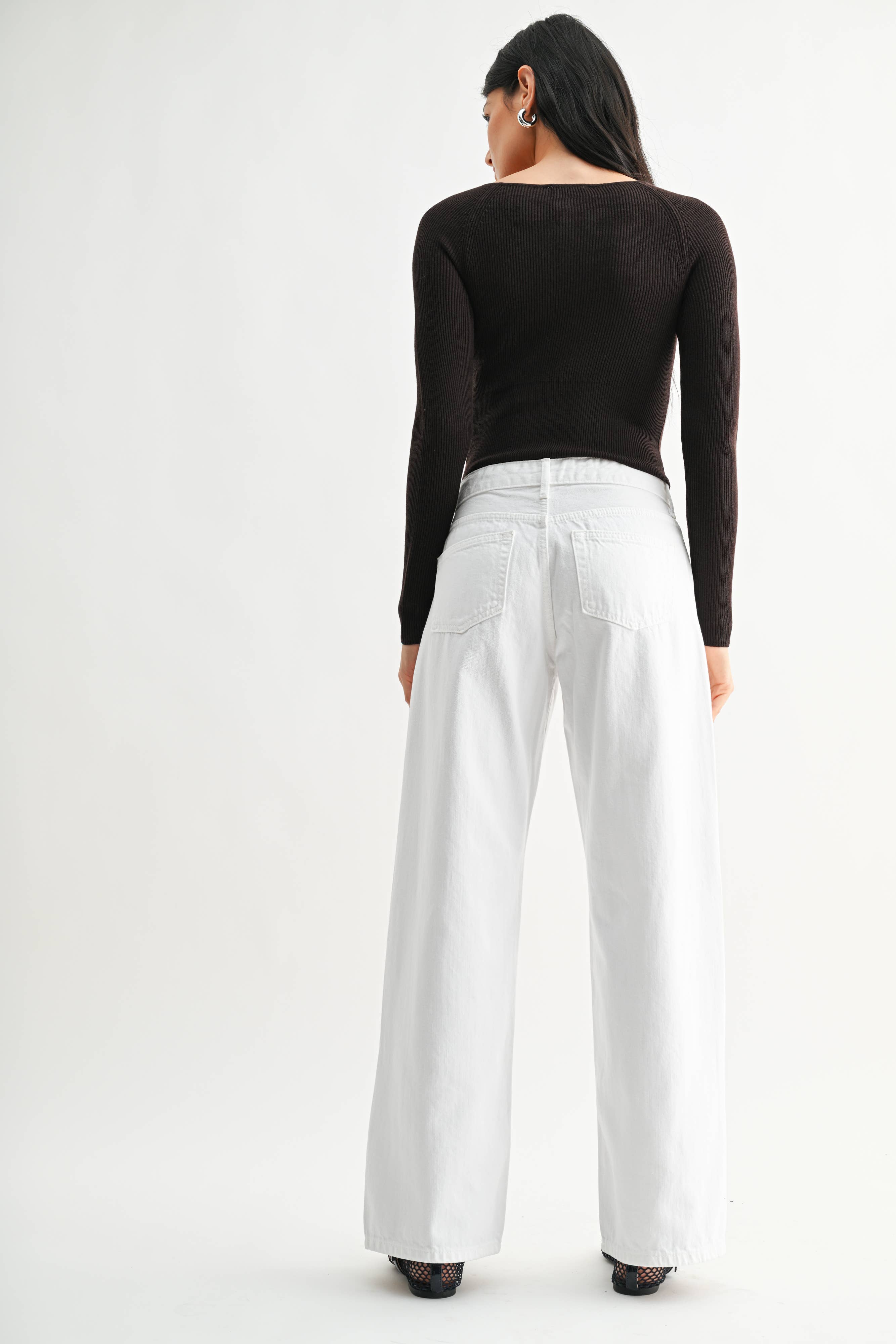 White Baggy Wide Leg Jean