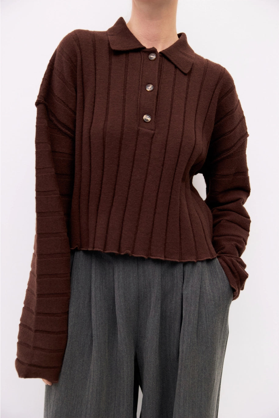 Karina Ribbed Polo Sweater