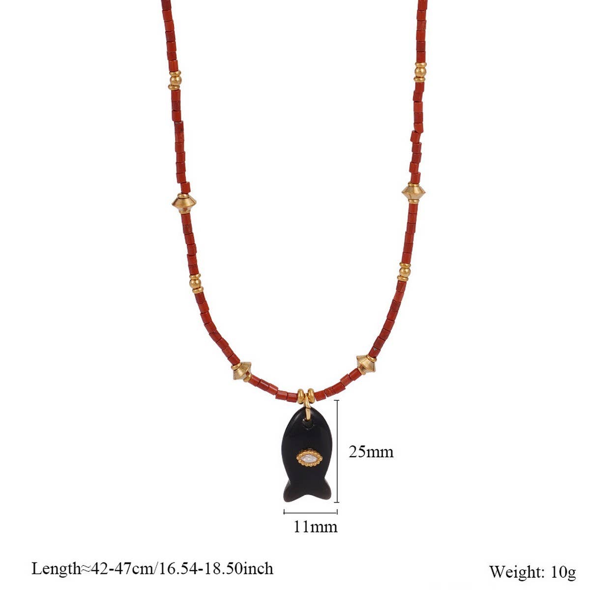 Beaded Fish Gem Necklace