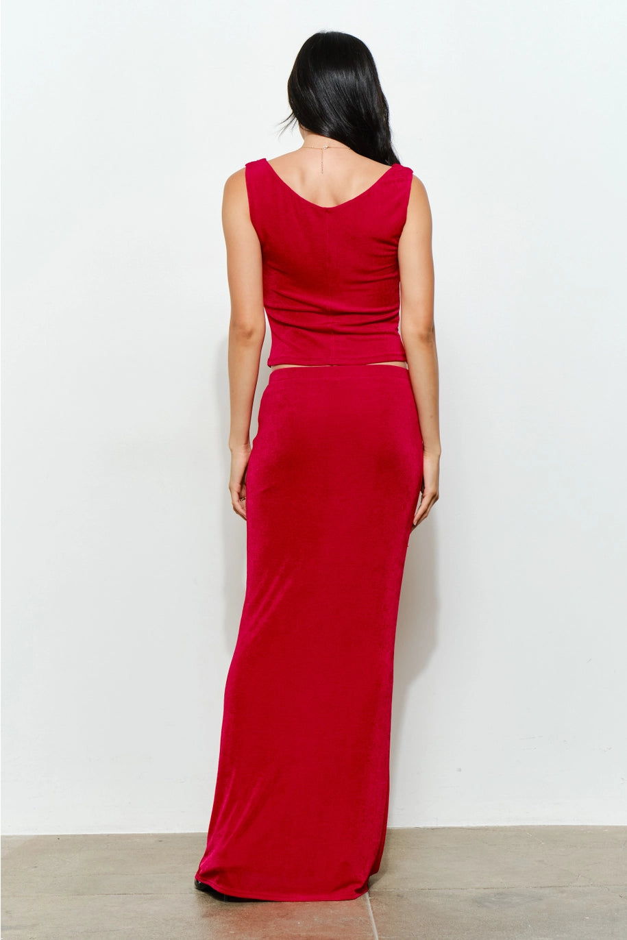 Vivienne Cowl Neck Top - Red