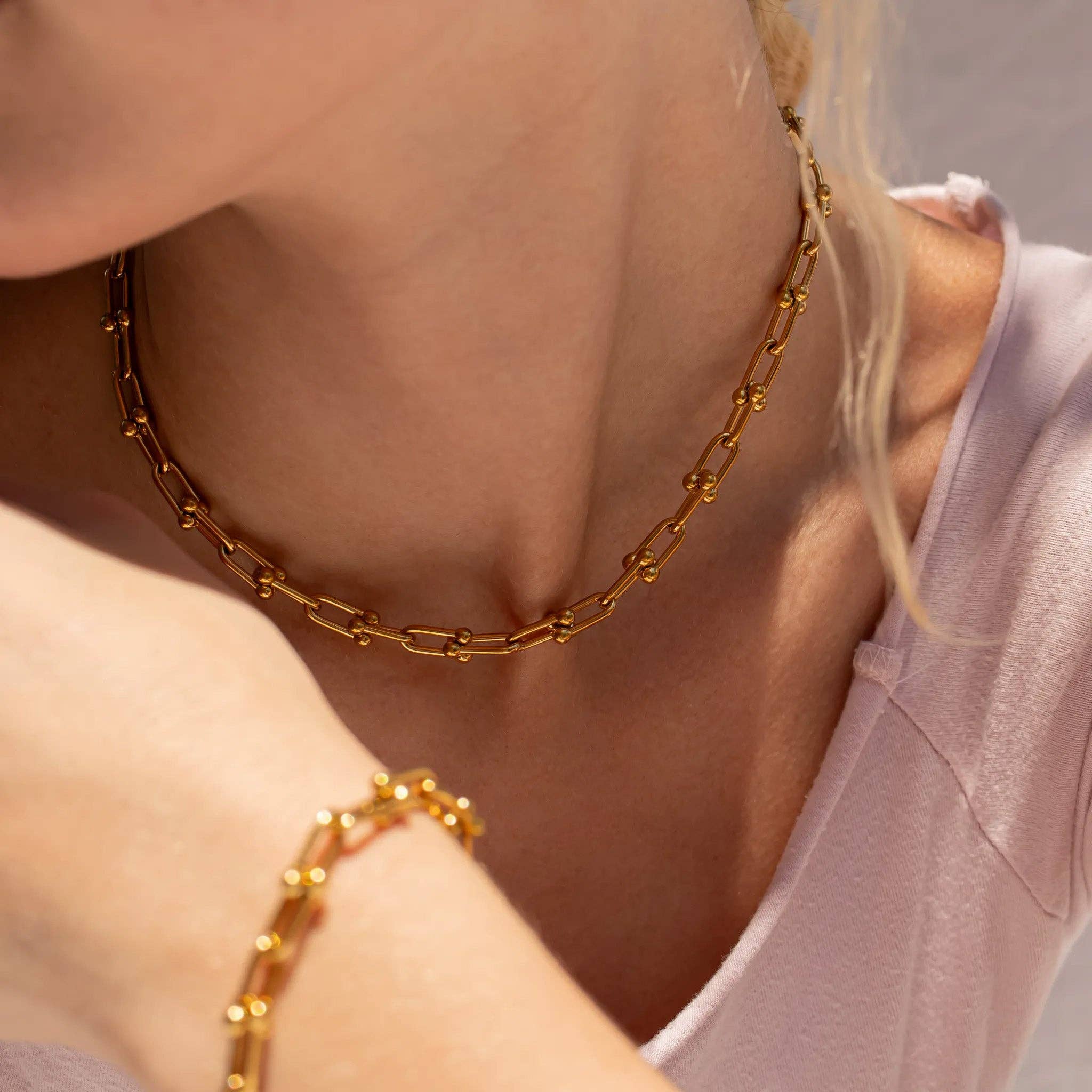 18K Gold Plated Hardware Chain Necklace