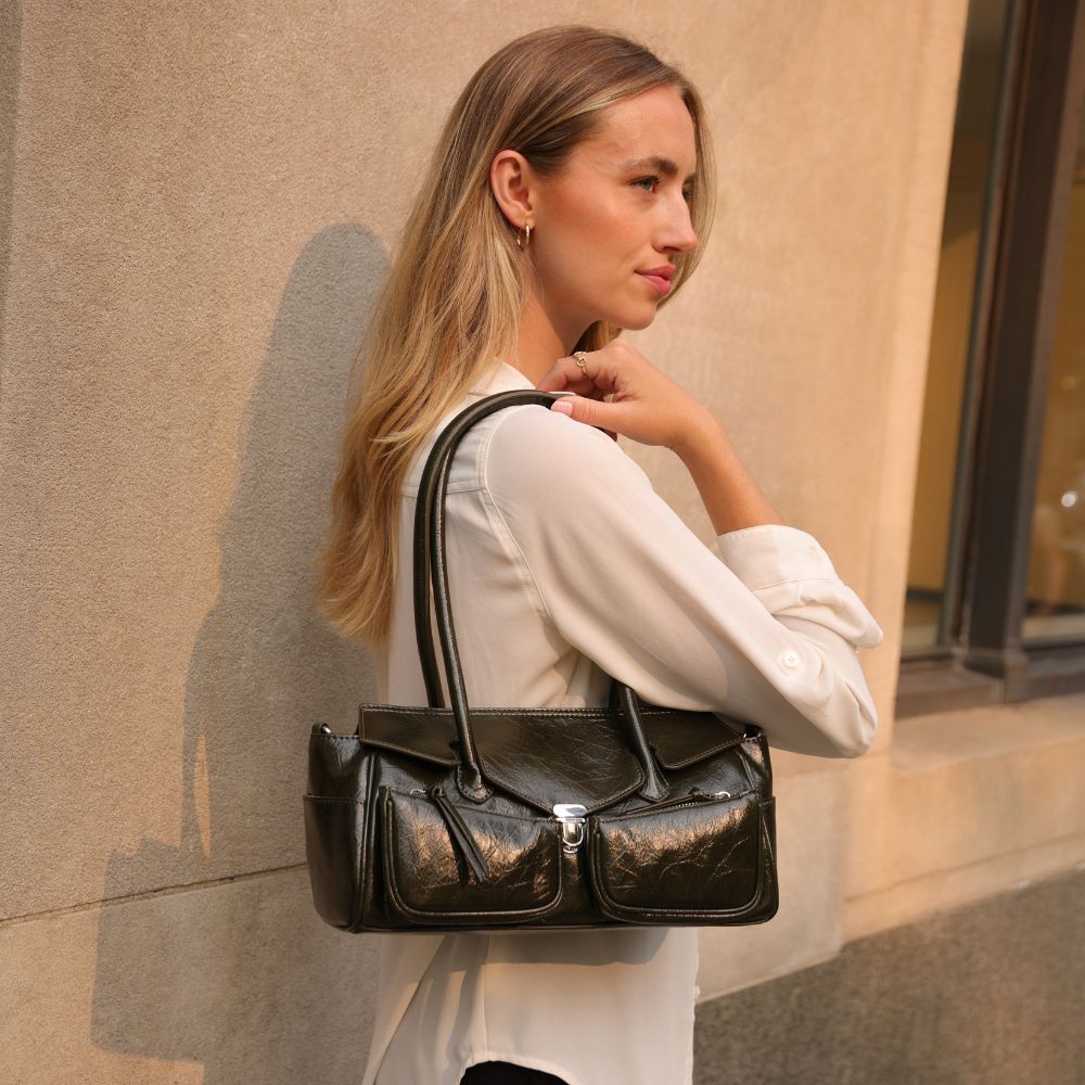 Ruthie Black Recycled Vegan Leather Shoulder Bag