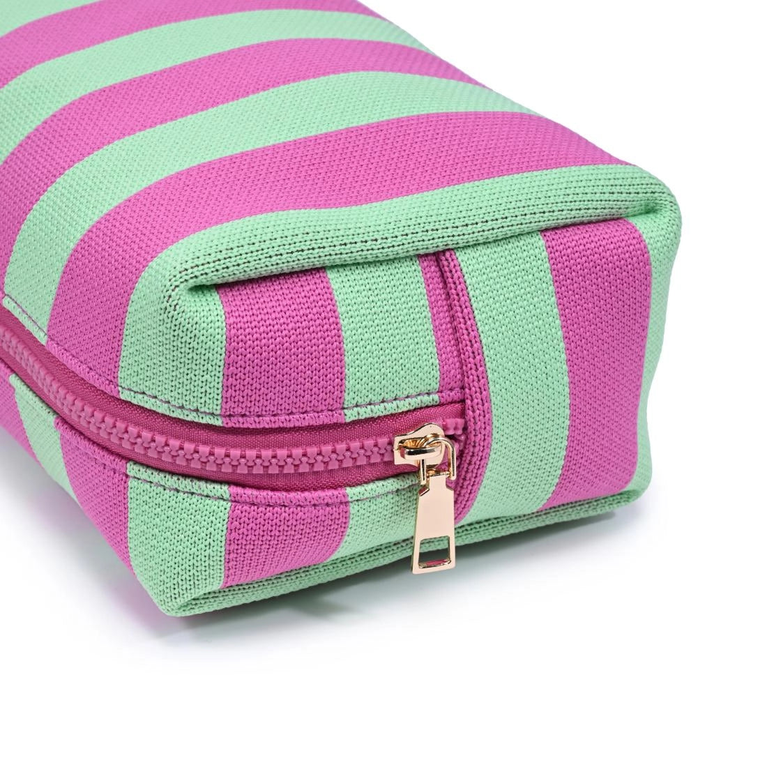 Essential Stripe Cosmetic & Travel Organizer Pouch - Mint Pink