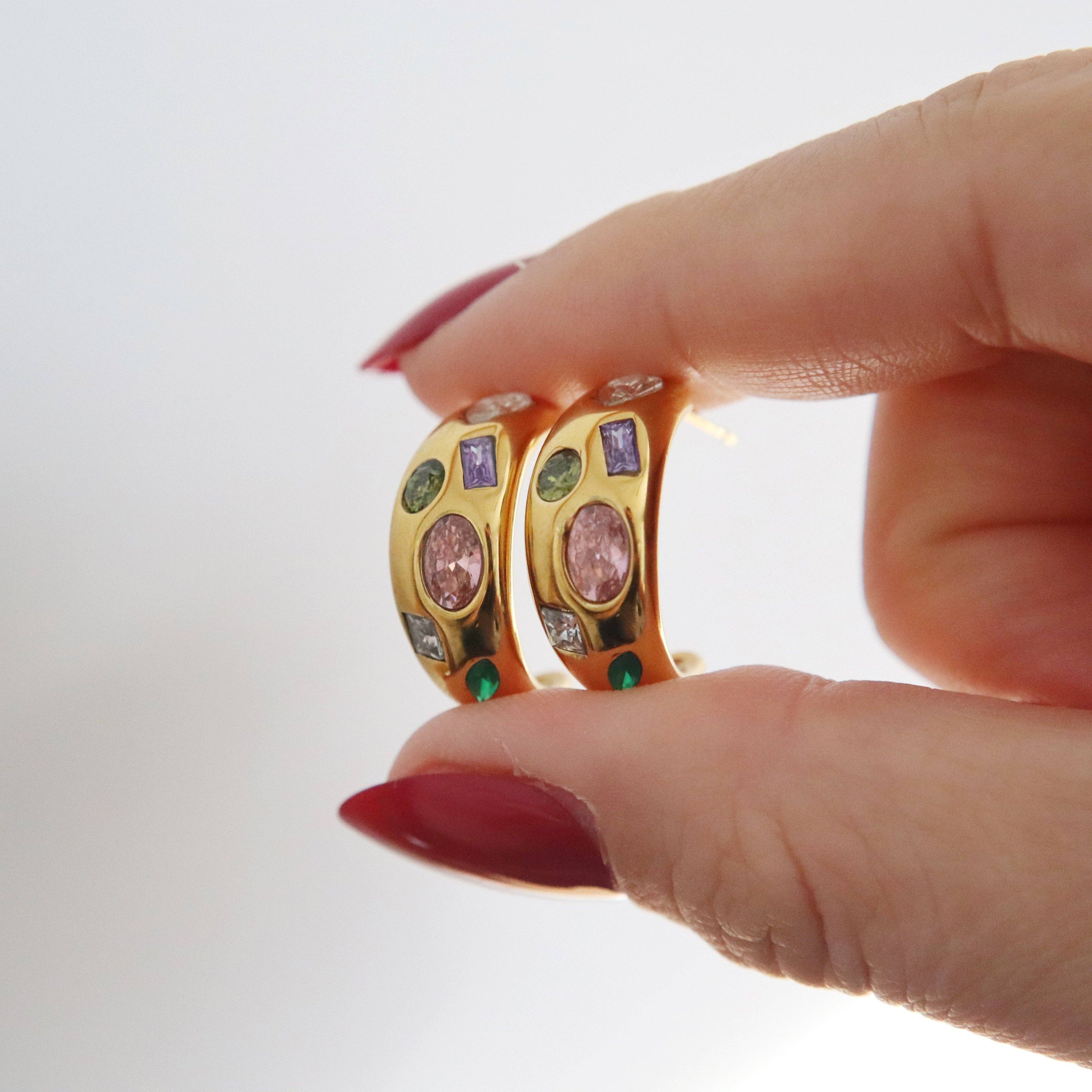 Mosaic Hoops | Multicolor Gems