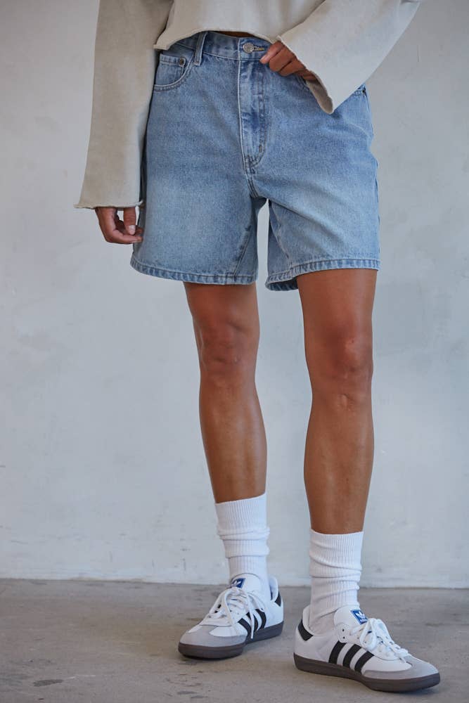 Denim Straight Leg Bermuda Shorts