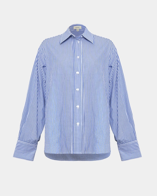 Manhattan Striped Cotton Shirt - Blue