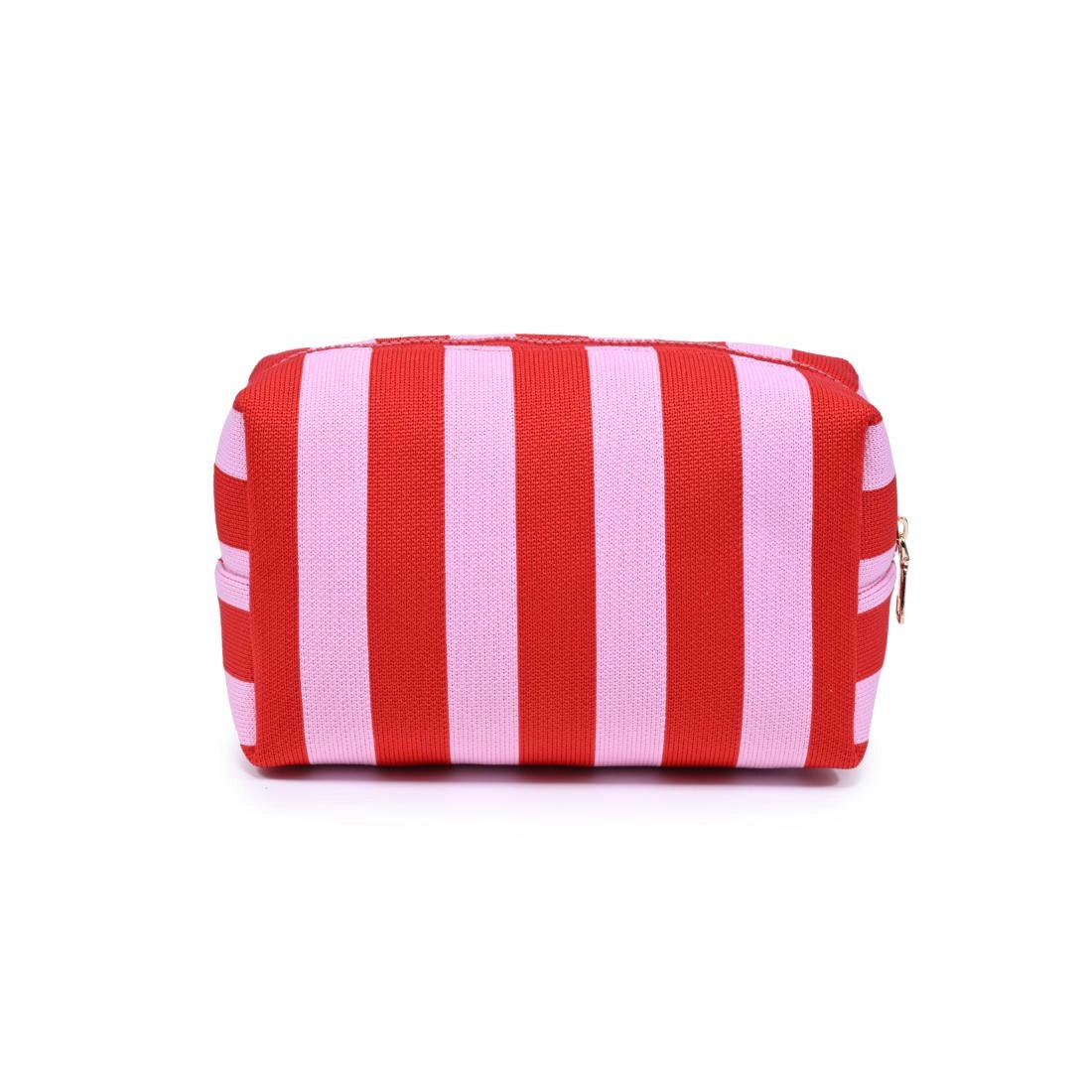 Essential Stripe Cosmetic & Travel Organizer Pouch - Red Pink