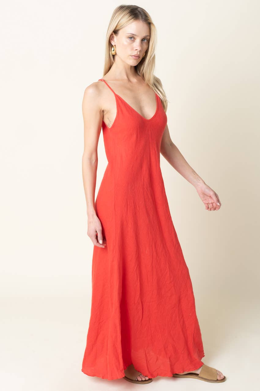 Adeline Flowy Linen Maxi Dress