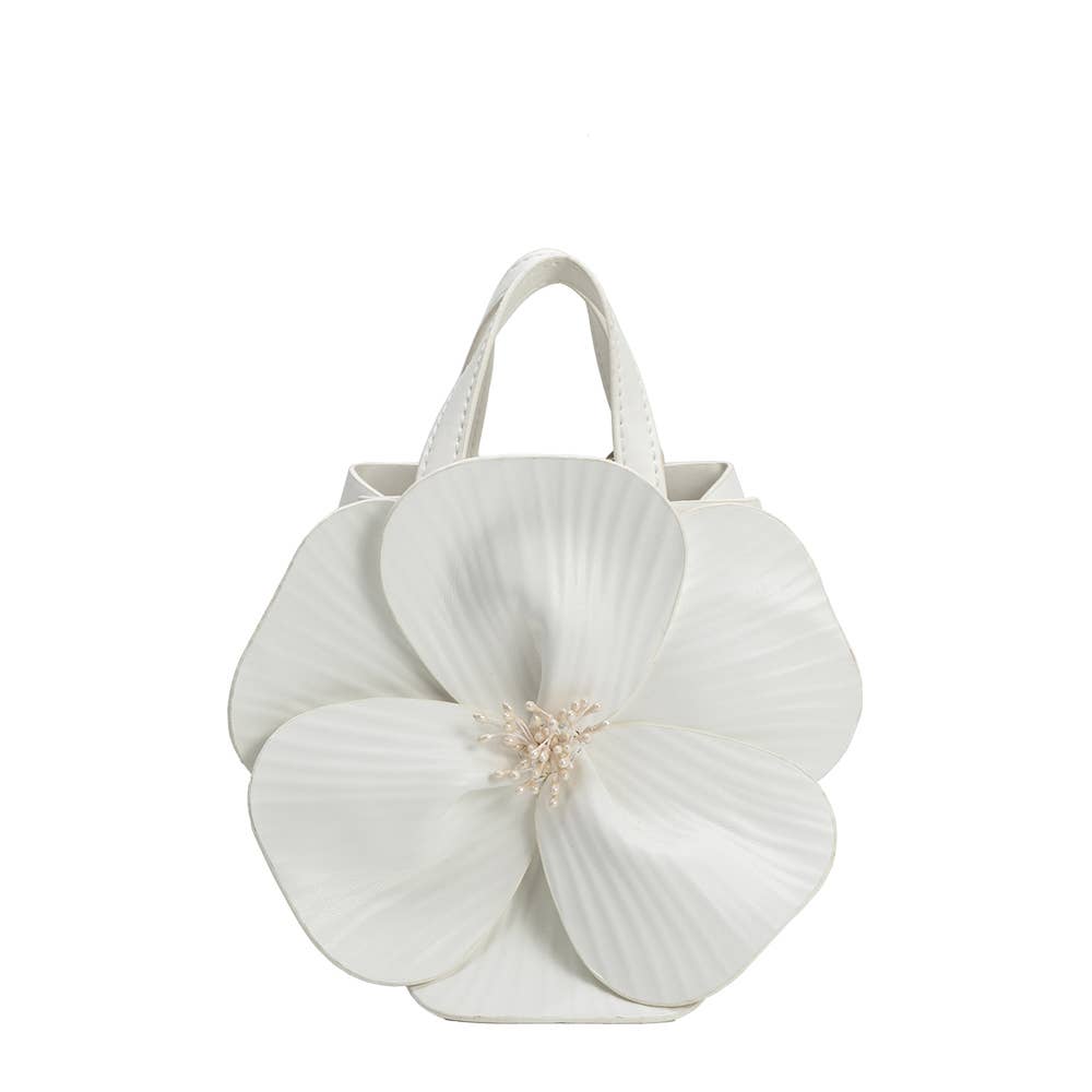 Monroe Ivory Flower Vegan Top Handle Bag