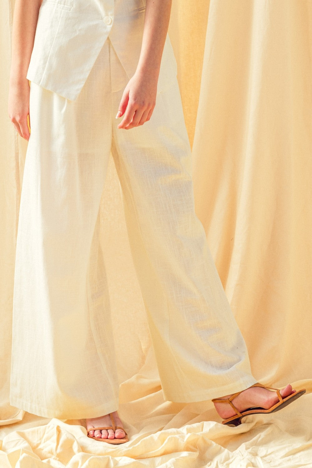 Linen Trousers With Pleated Front